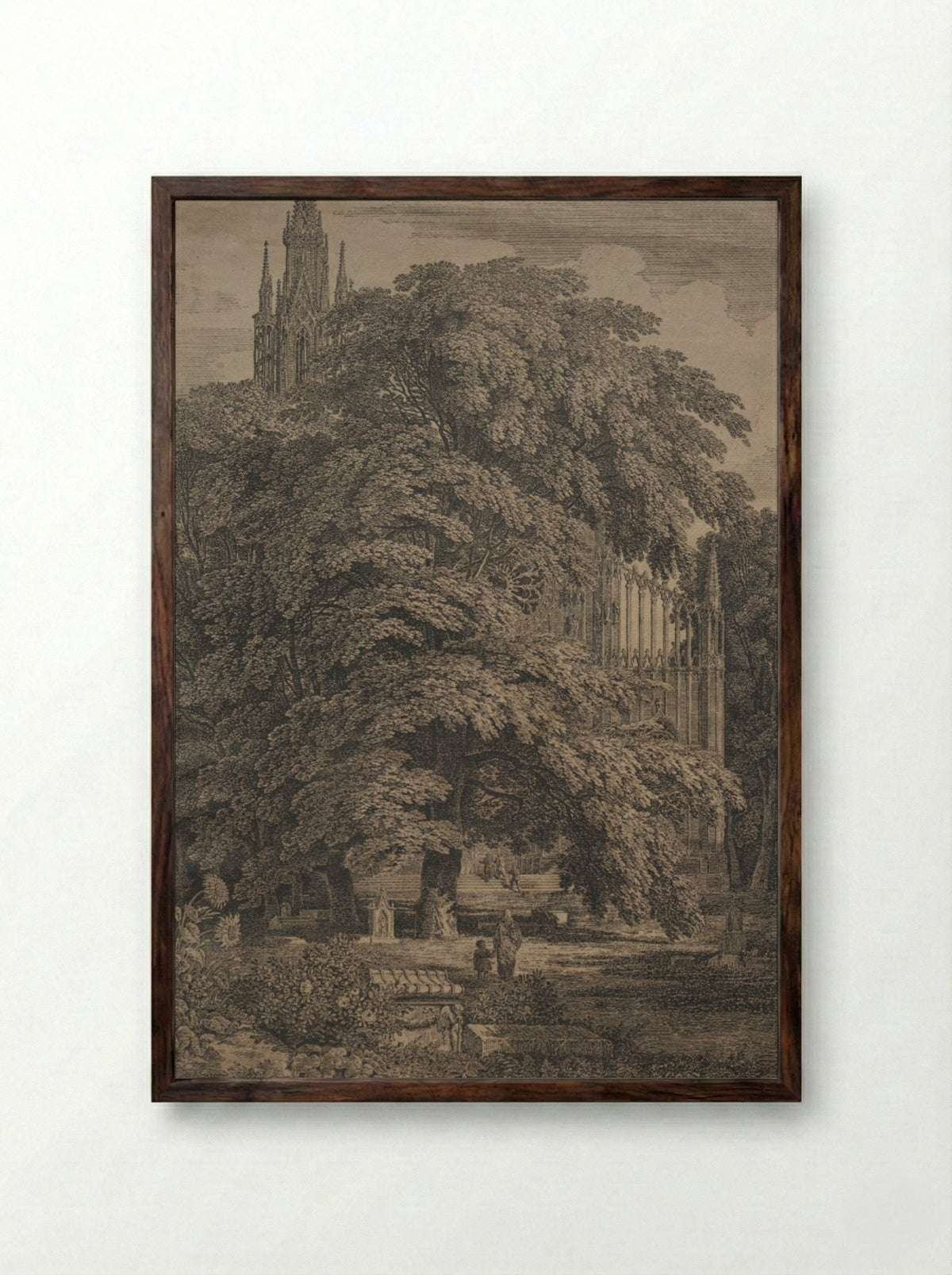 Gothic Church among Oaks - Karl Friedrich Schinkel - Framed Print Dark Wood