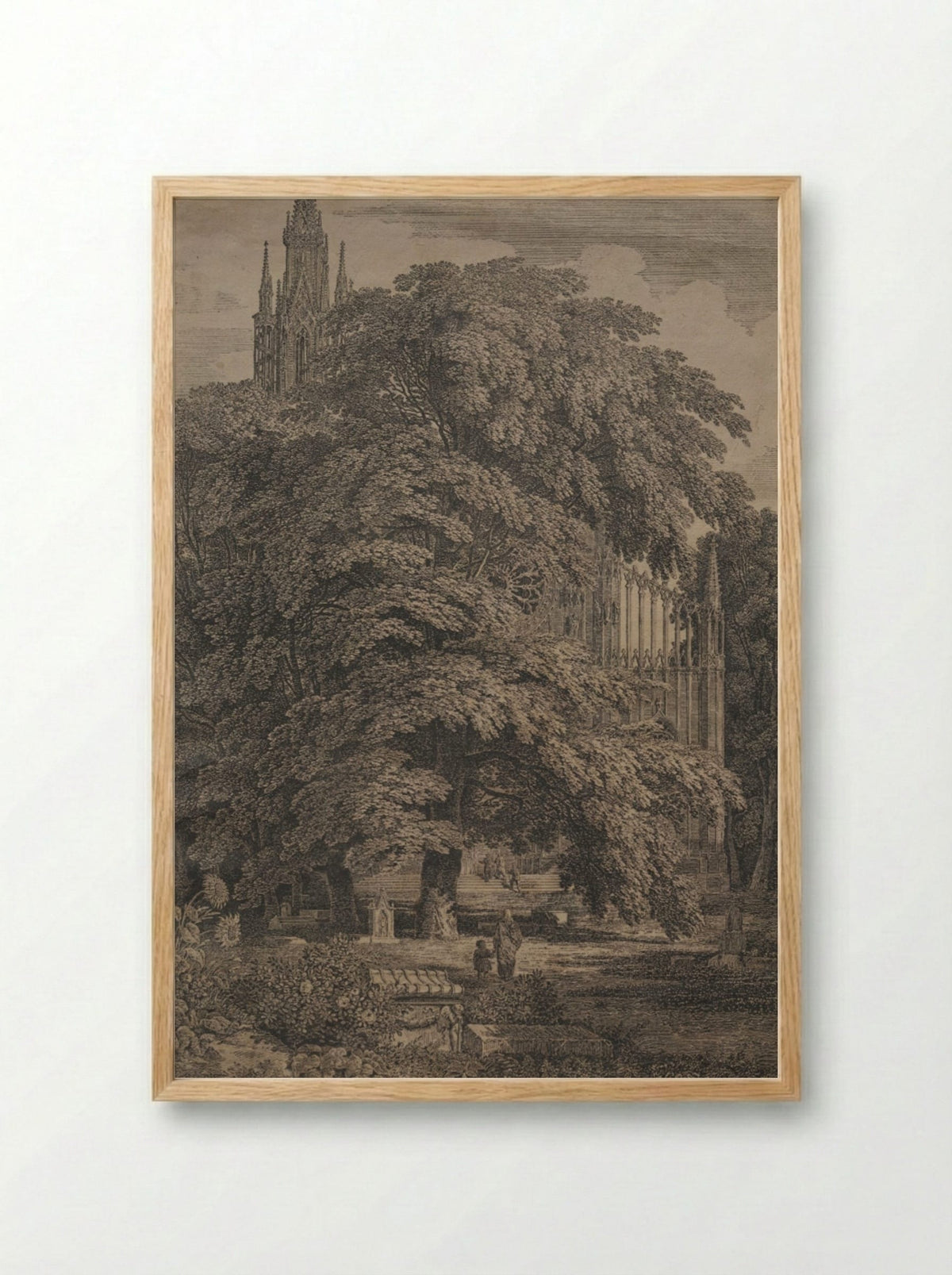 Gothic Church among Oaks - Karl Friedrich Schinkel - Framed Print Wood