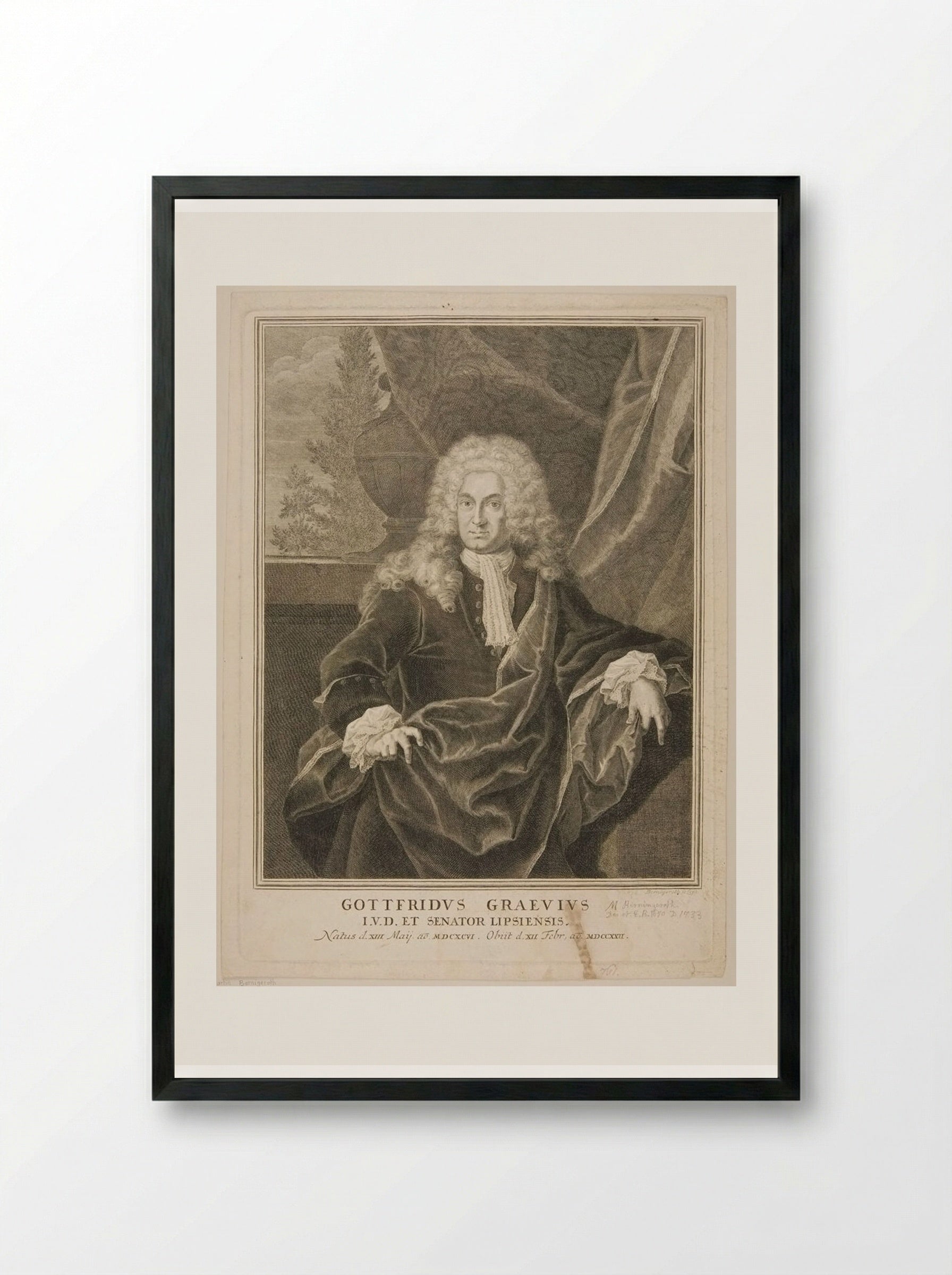 Gottfried Graevius - Johann Martin Bernigeroth - Framed Print Black