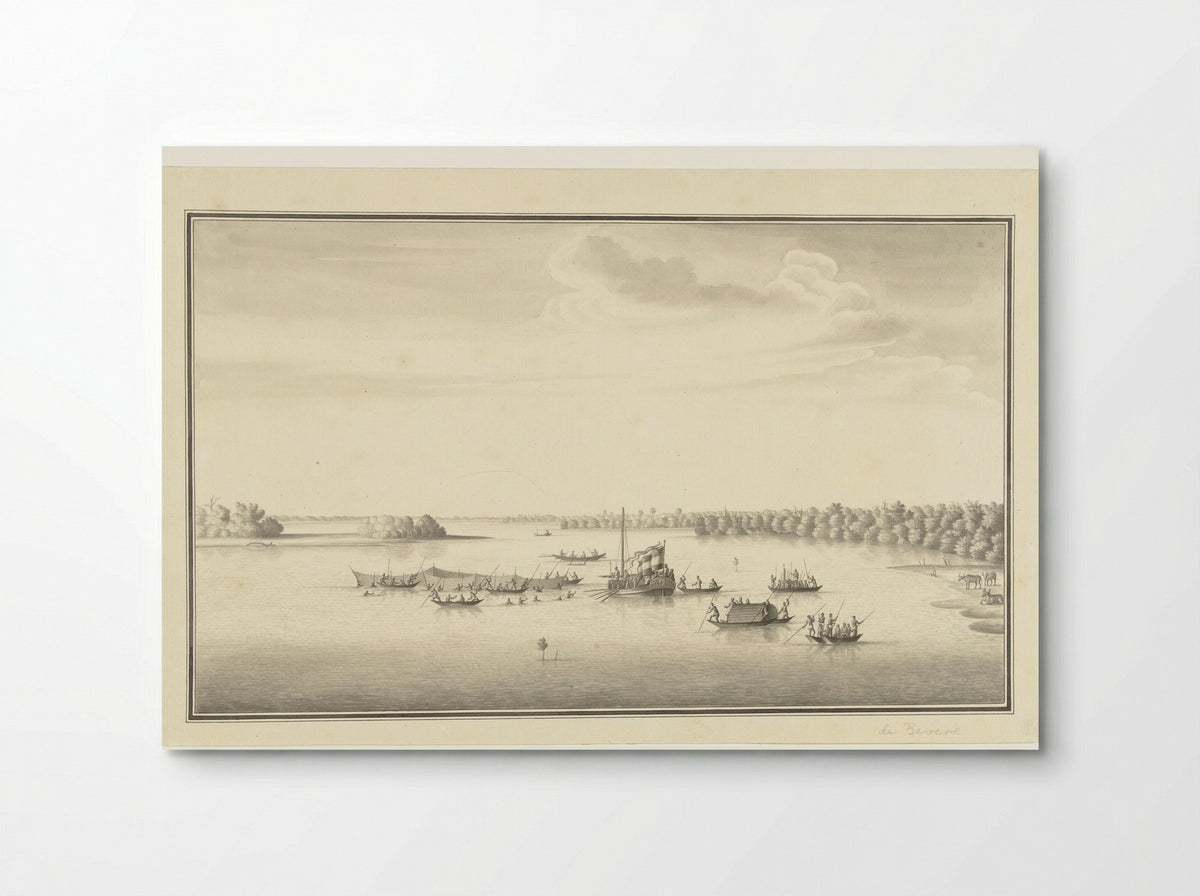 Gouverneur Loten en zijn gezelschap varend op de Lagune van Negombo - Pieter de Bevere - Poster