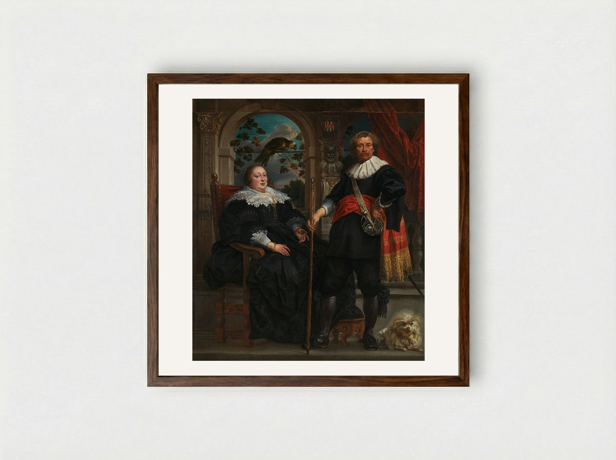 Govaert van Surpele and his wife - Jacob Jordaens - Framed Print Dark Wood