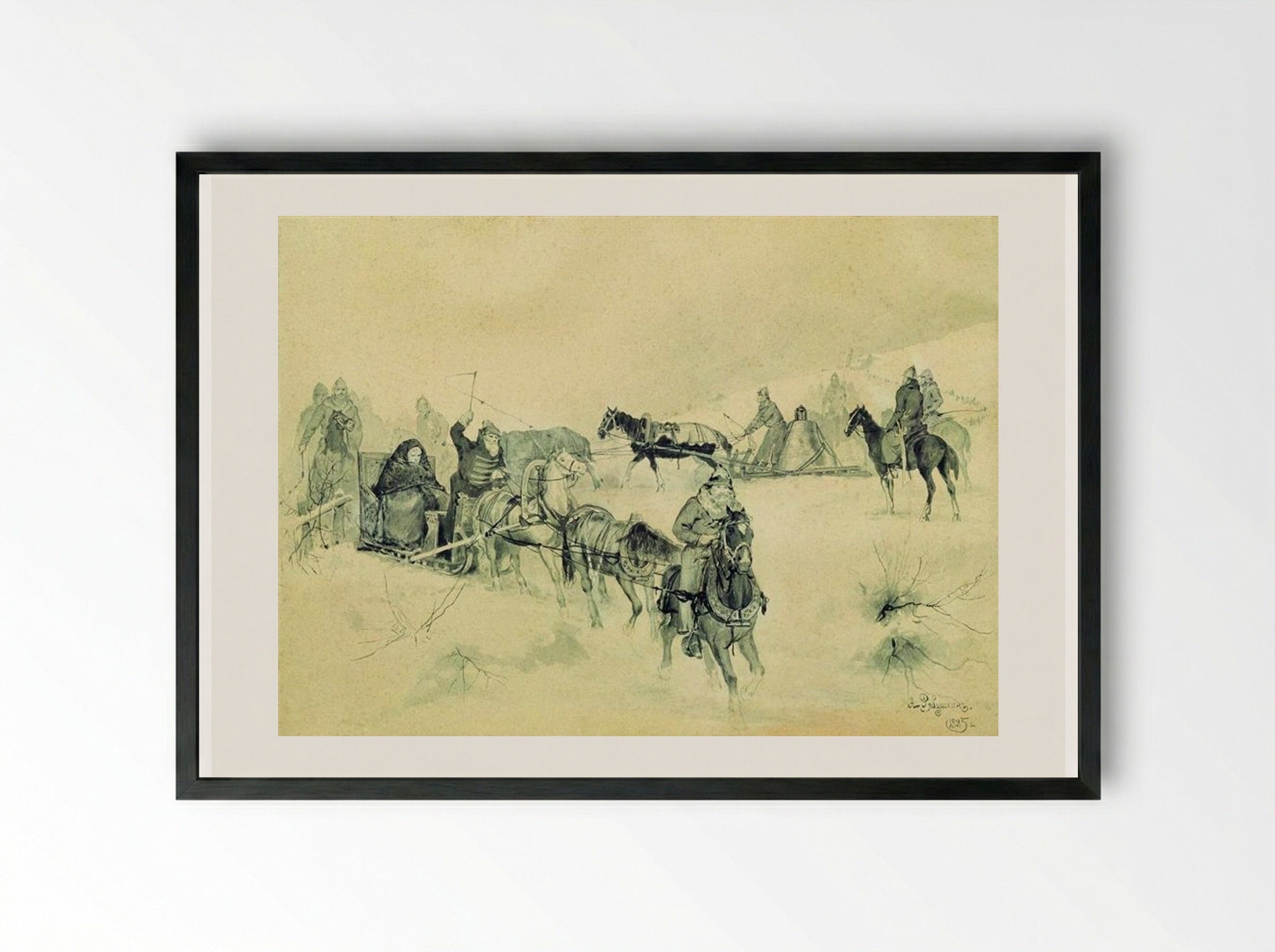 Governor's Wife Martha and the Eternal Bell - Andrei Ryabushkin - Framed Print Black