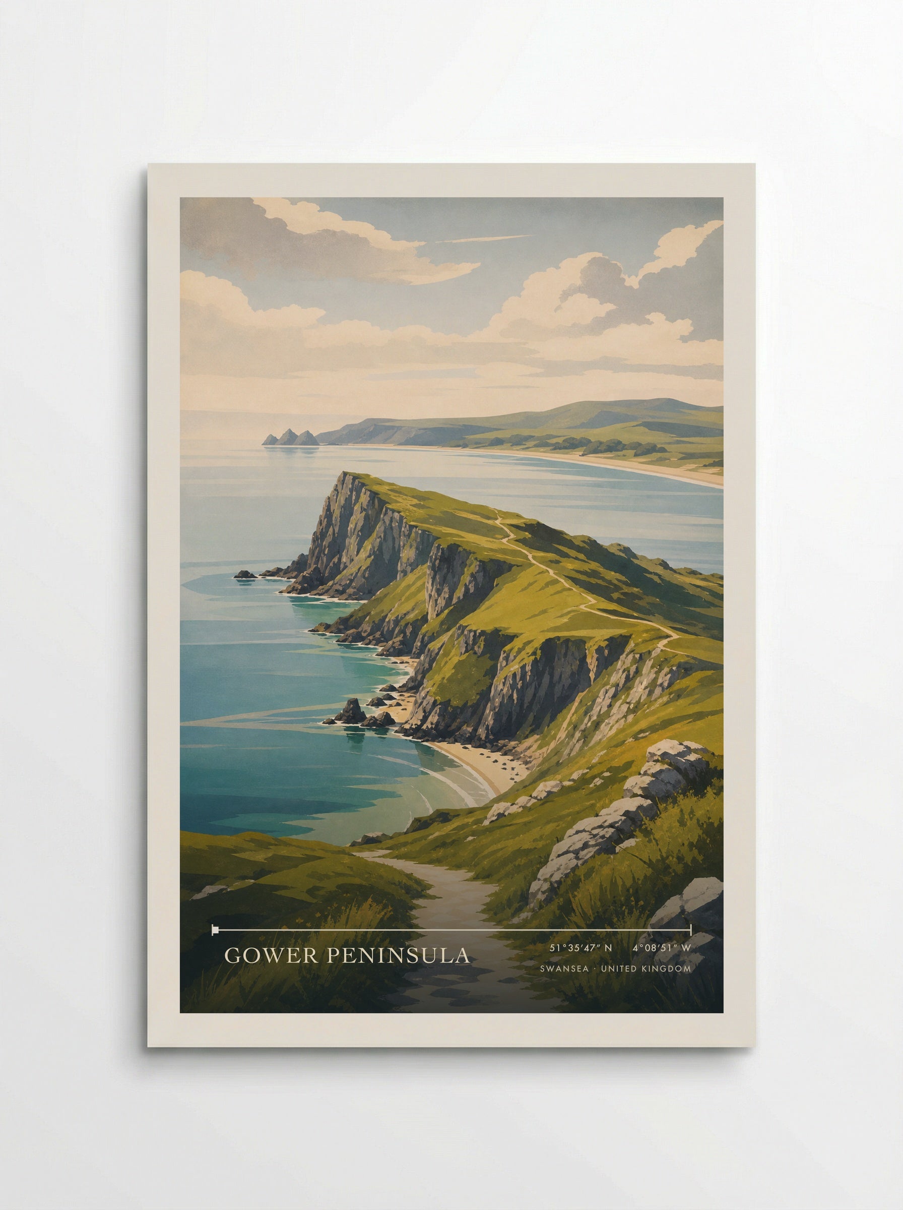 Gower Peninsula Swansea United Kingdom Travel Poster - Poster