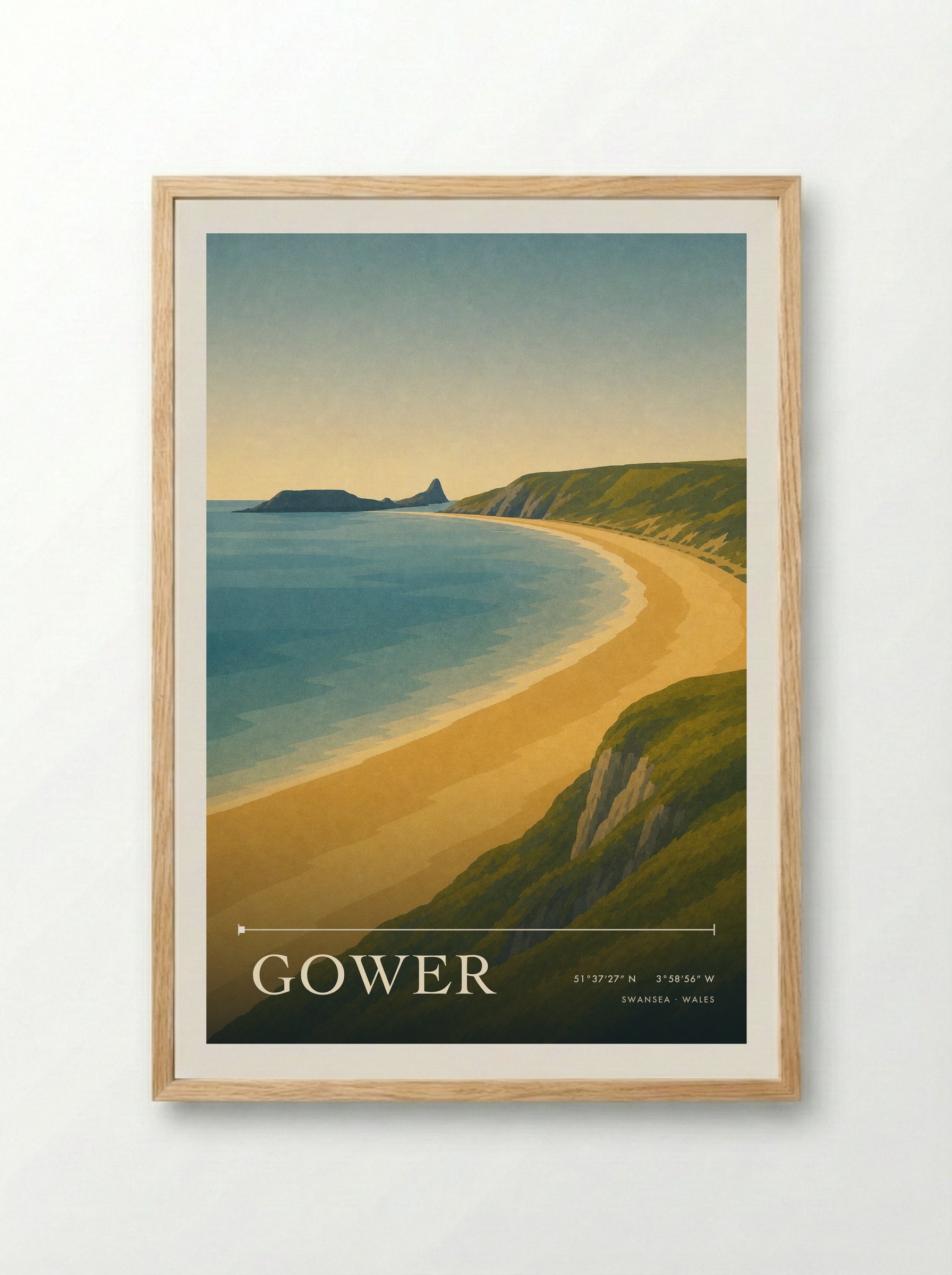Gower Travel Poster - Framed Print Wood