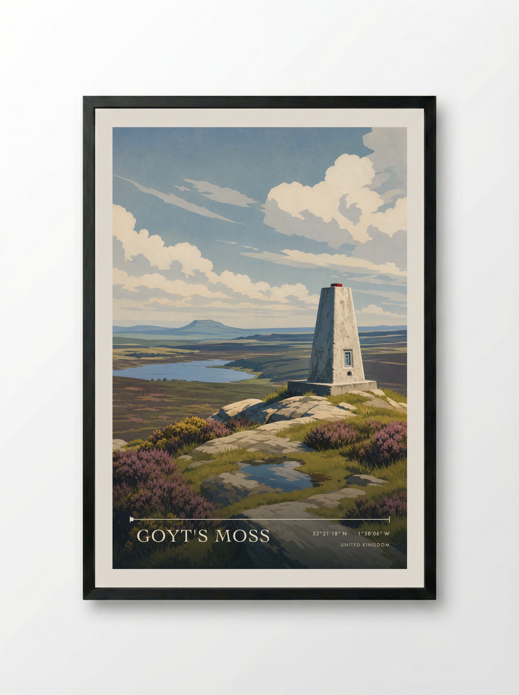 Goyt's Moss United Kingdom Travel Poster - Framed Print Black