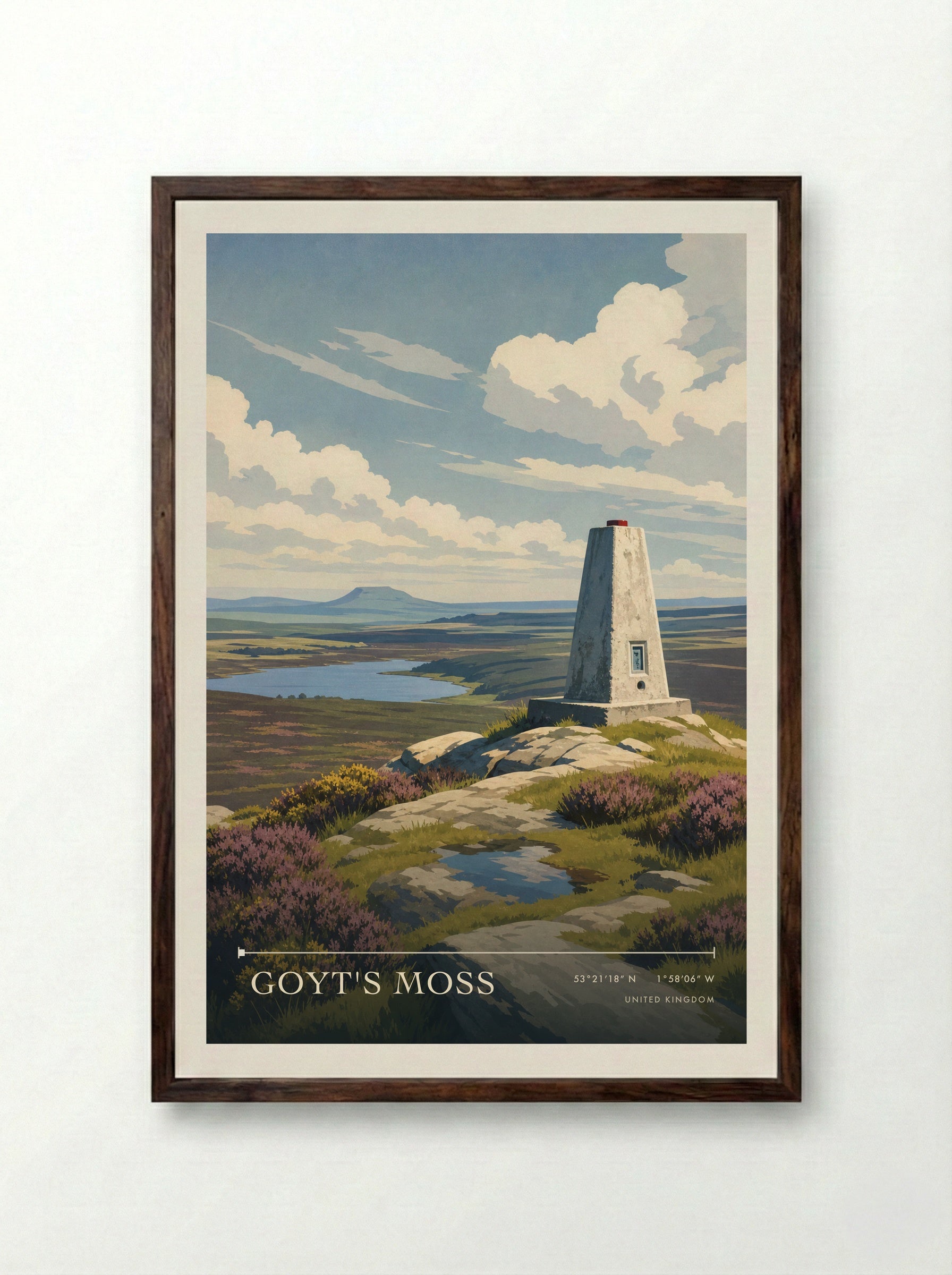 Goyt's Moss United Kingdom Travel Poster - Framed Print Dark Wood