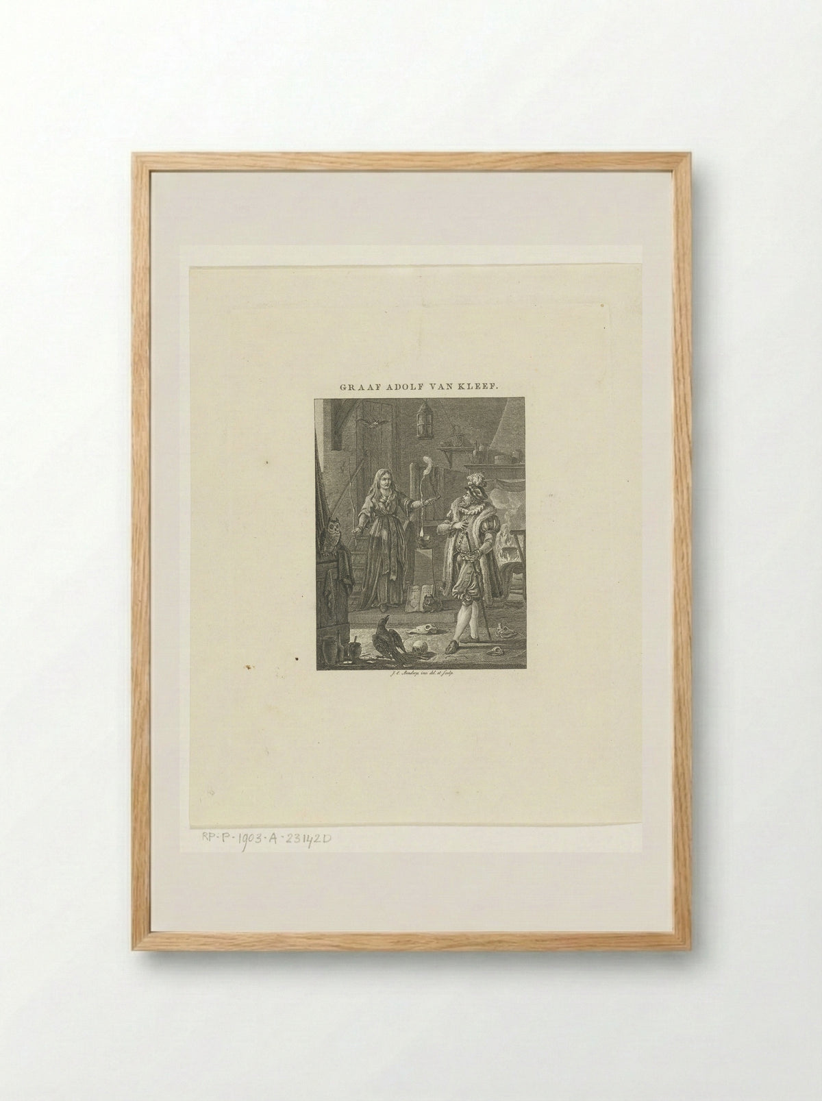 Graaf Adolf van Kleef in de ban van heks - Johannes Immerzeel - Framed Print Wood