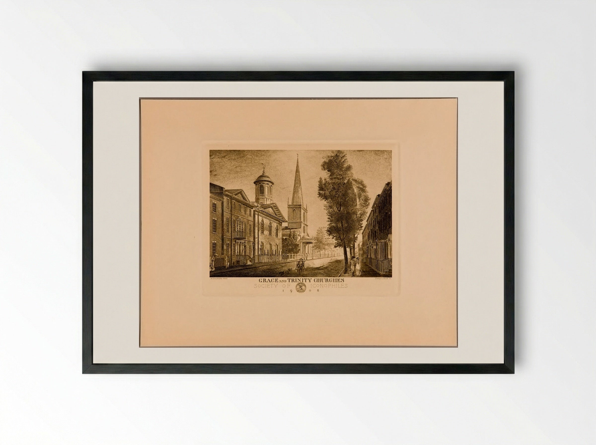 Grace and Trinity Churches - Sidney L. Smith - Framed Print Black