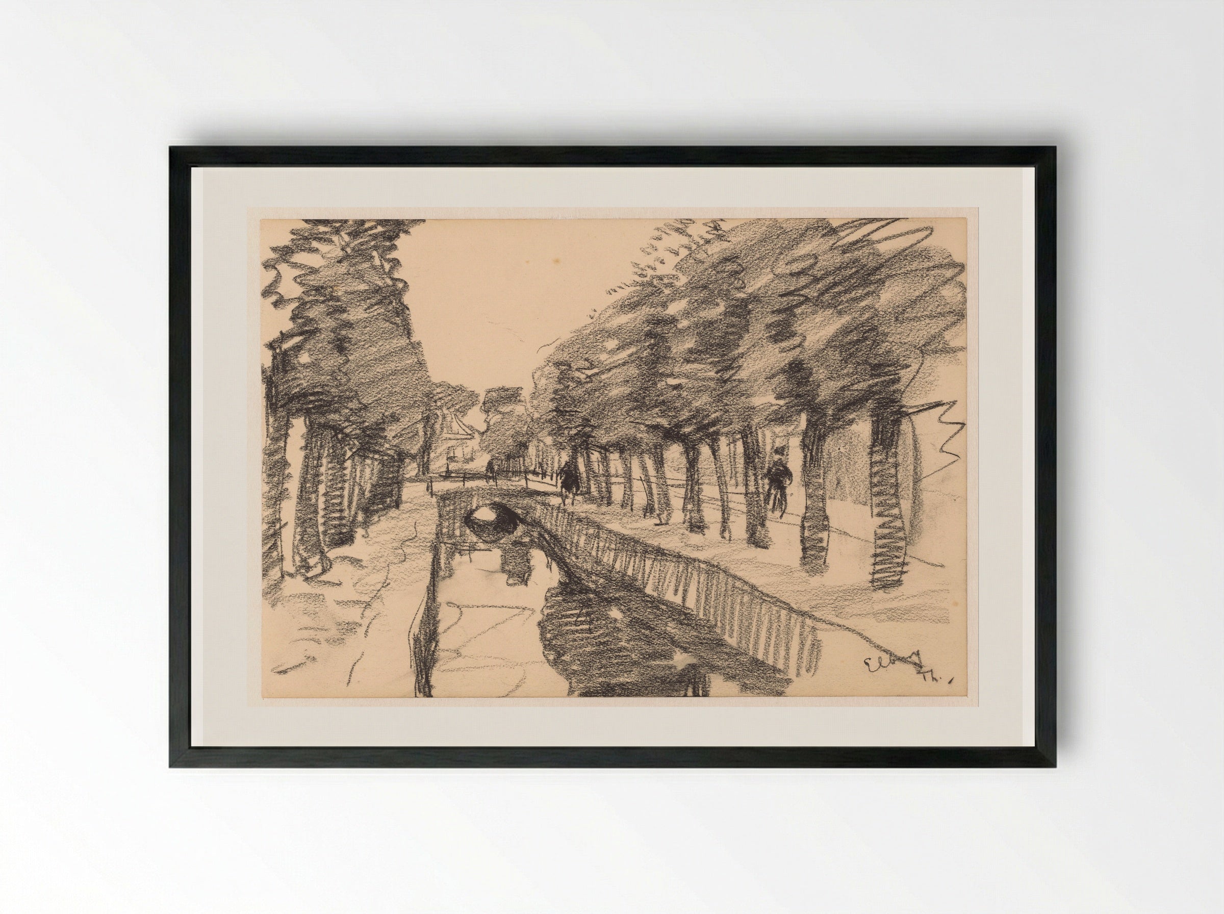 Grachtje in Elburg - Willem Bastiaan Tholen - Framed Print Black