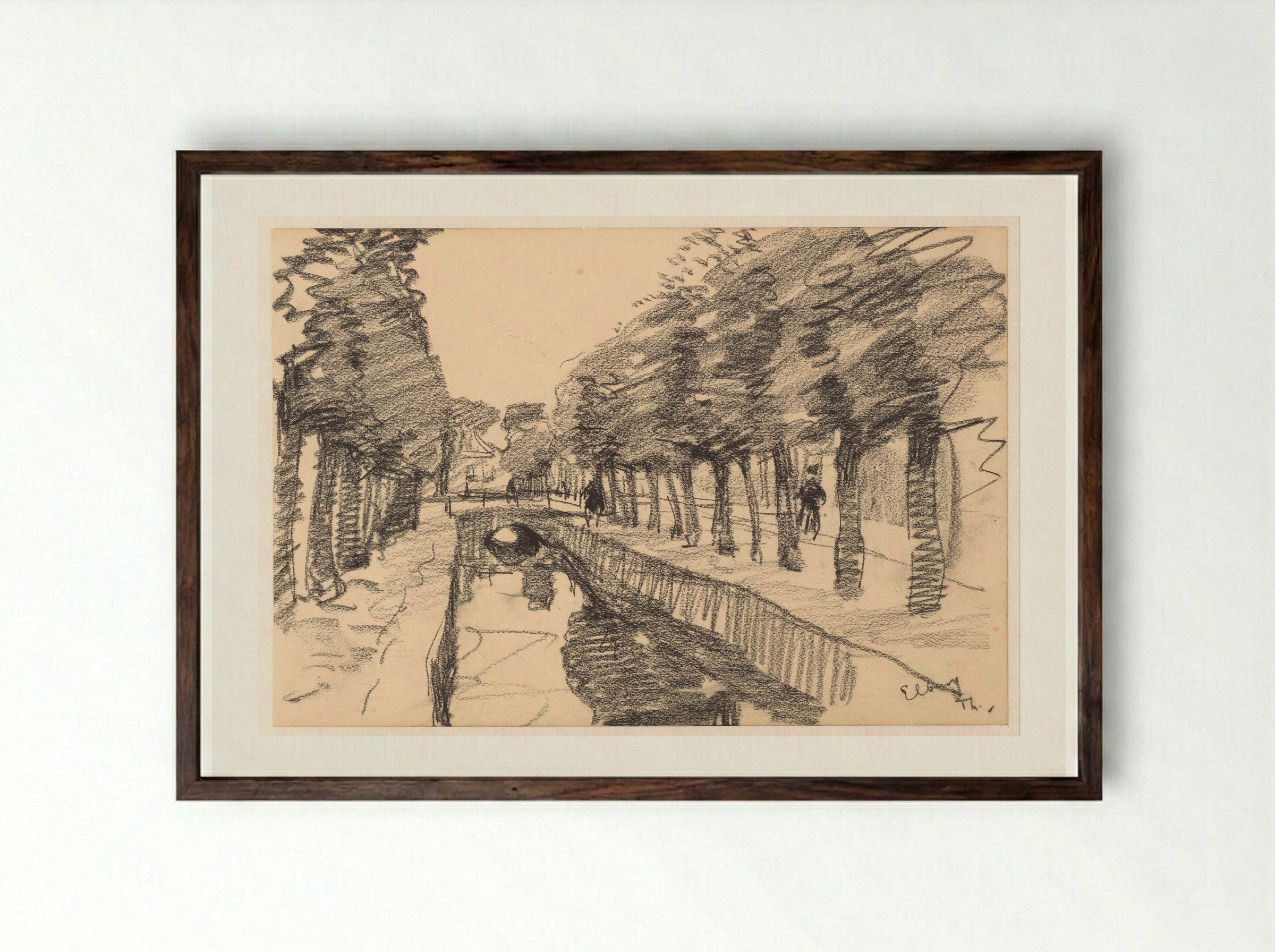 Grachtje in Elburg - Willem Bastiaan Tholen - Framed Print Dark Wood