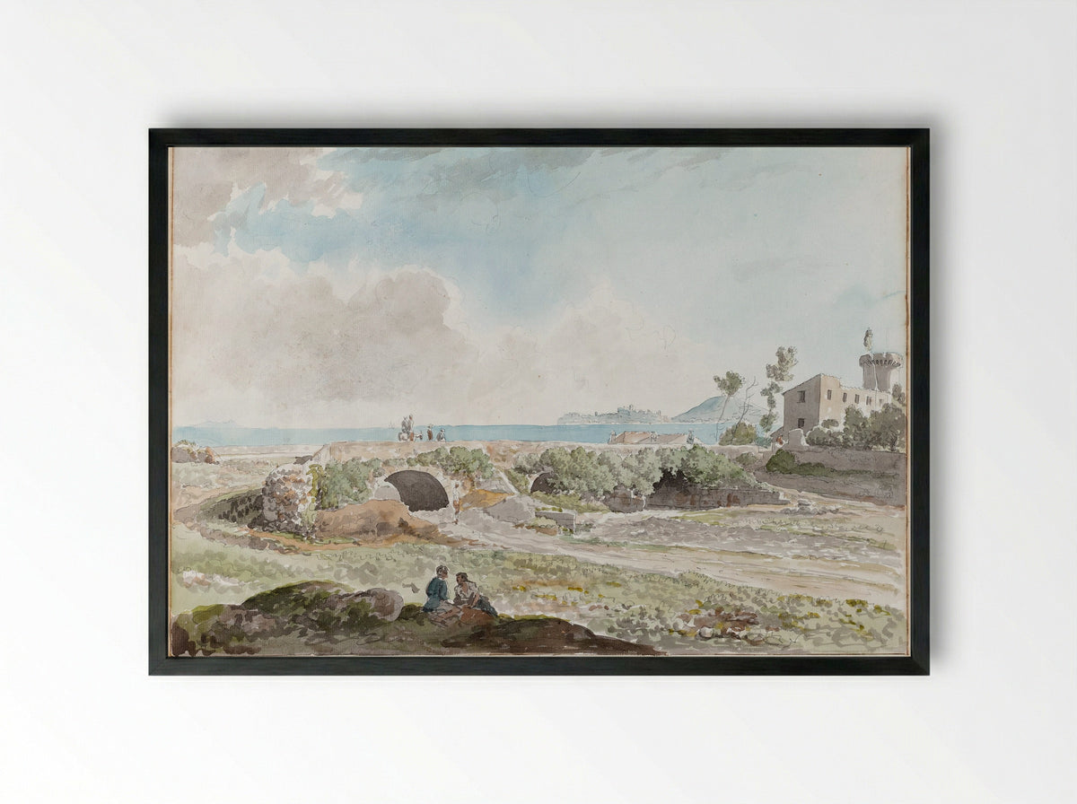 Graf van de Horatii aan de Via Appia - Carlo Labruzzi - Framed Print Black