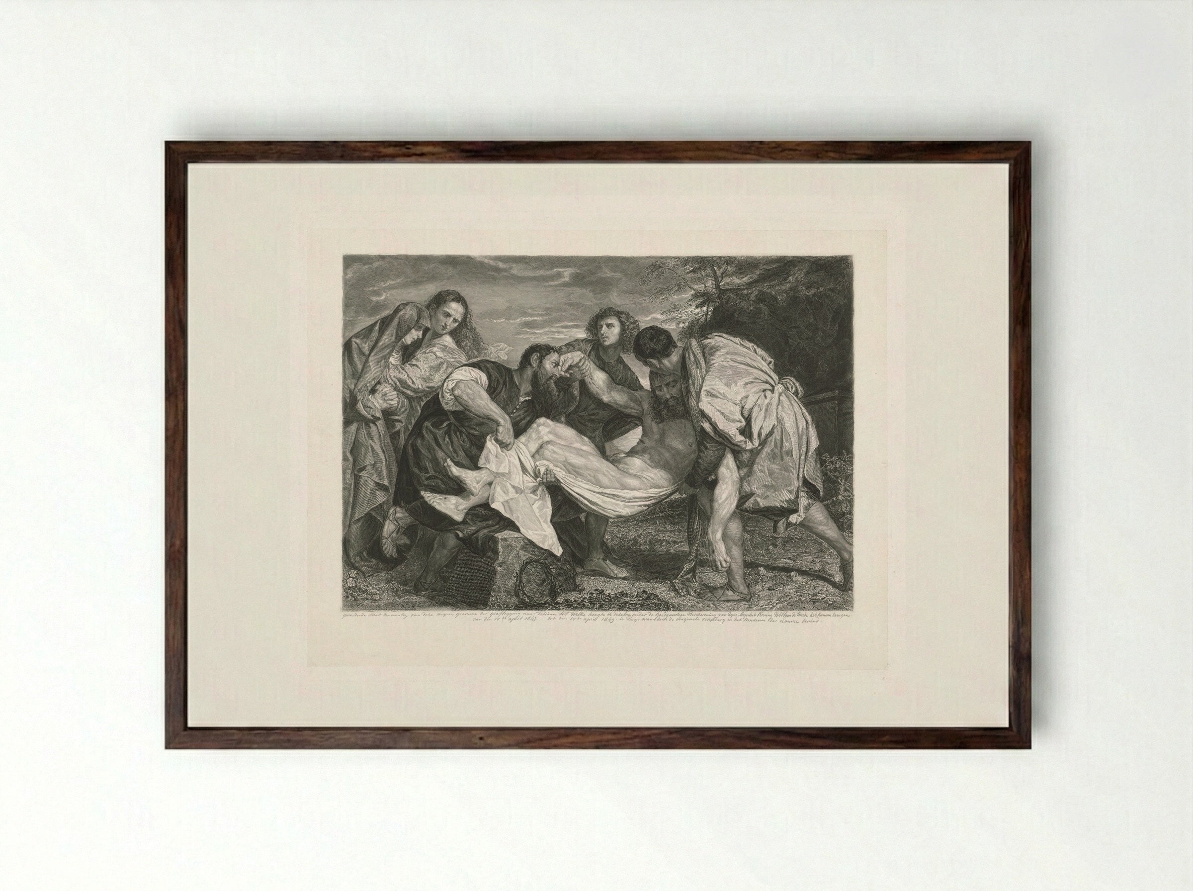 Graflegging van Christus - Johannes de Mare - Framed Print Dark Wood