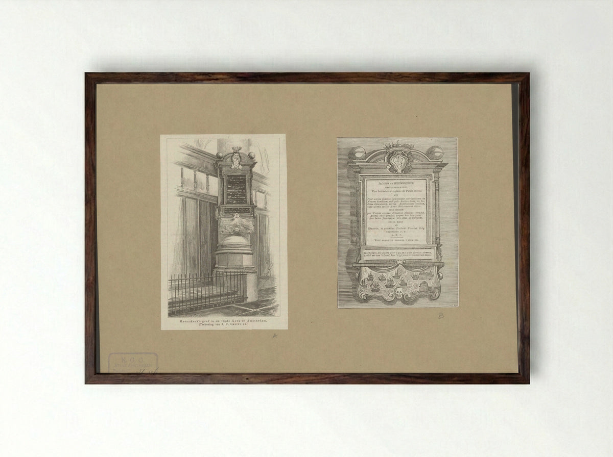 Grafmonument van Jacob van Heemskerck in de Oude Kerk te Amsterdam - J.C. Greive Jr. - Framed Print Dark Wood