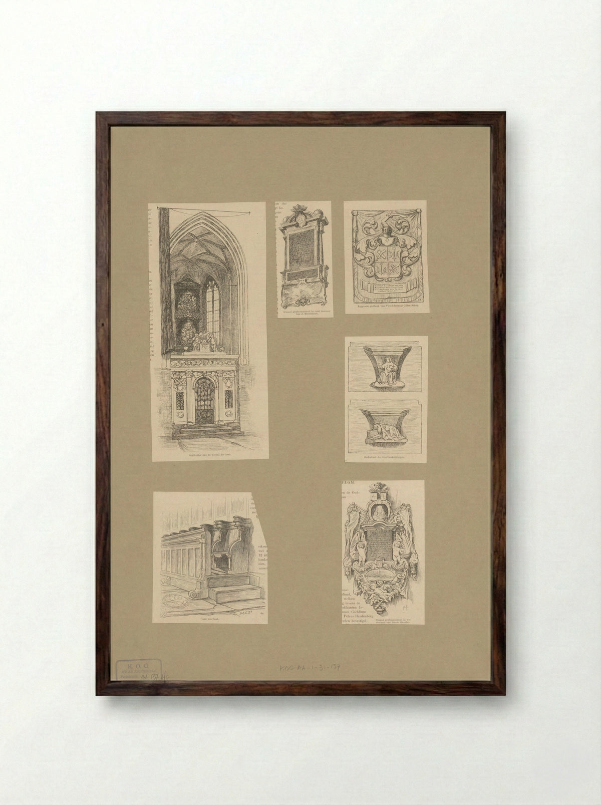 Grafmonument van Jacob van Heemskerck in de Oude Kerk te Amsterdam - Anonymous - Framed Print Dark Wood