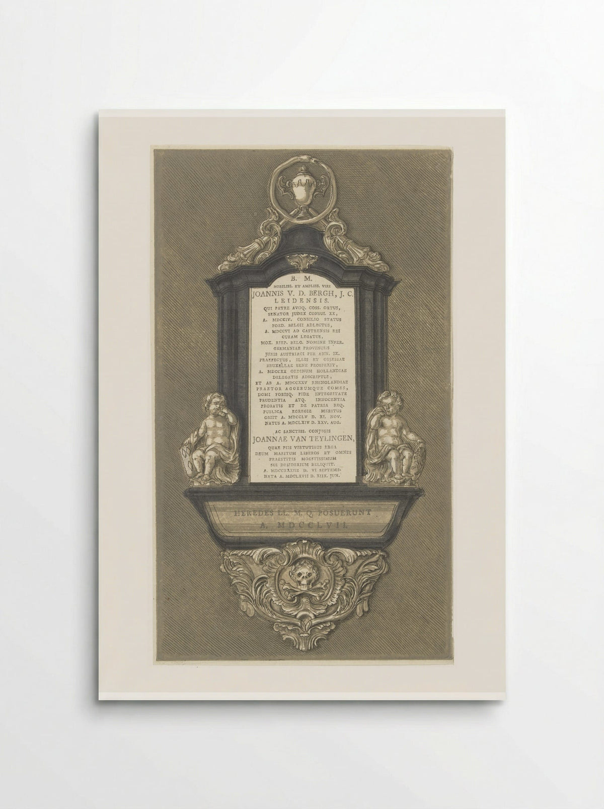 Grafmonument voor Johannes van den Bergh en zijn vrouw Joanna van Teylingen te Leiden - Abraham Delfos - Poster