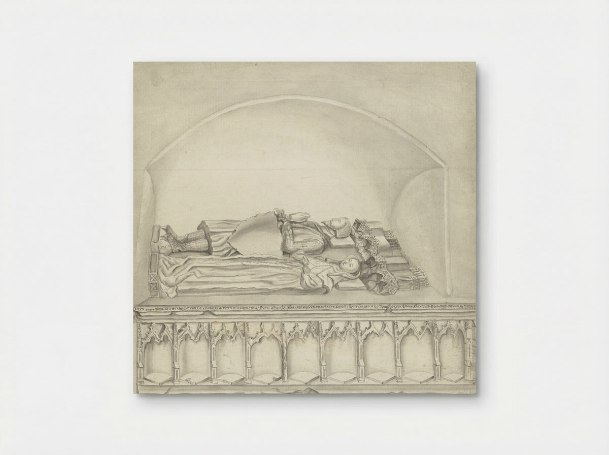 Graftombe met portretfiguren in een kerk te Geervliet - Joan Carel van Alderwerelt - Poster