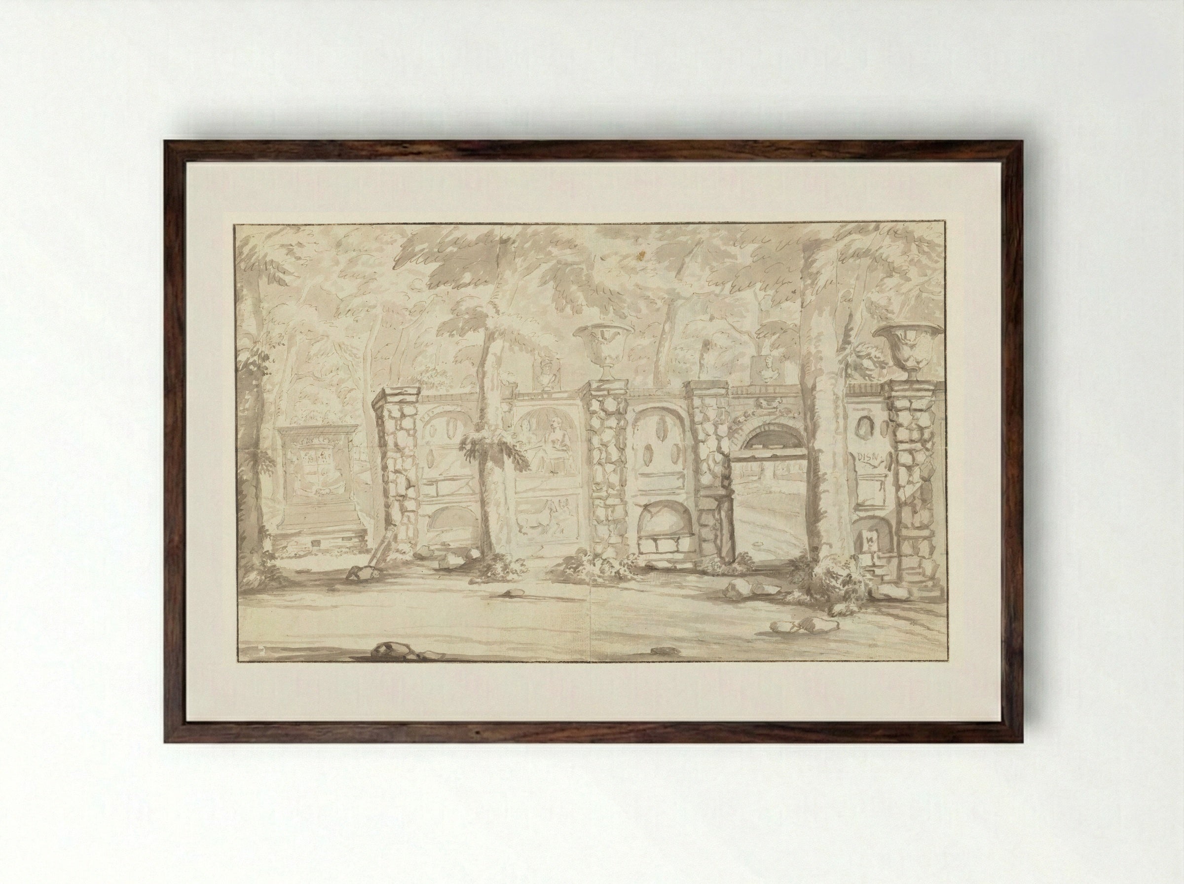 Graftombe van Johan Maurits van Nassau-Siegen en deel van amfitheater - Arnoud van Halen - Framed Print Dark Wood