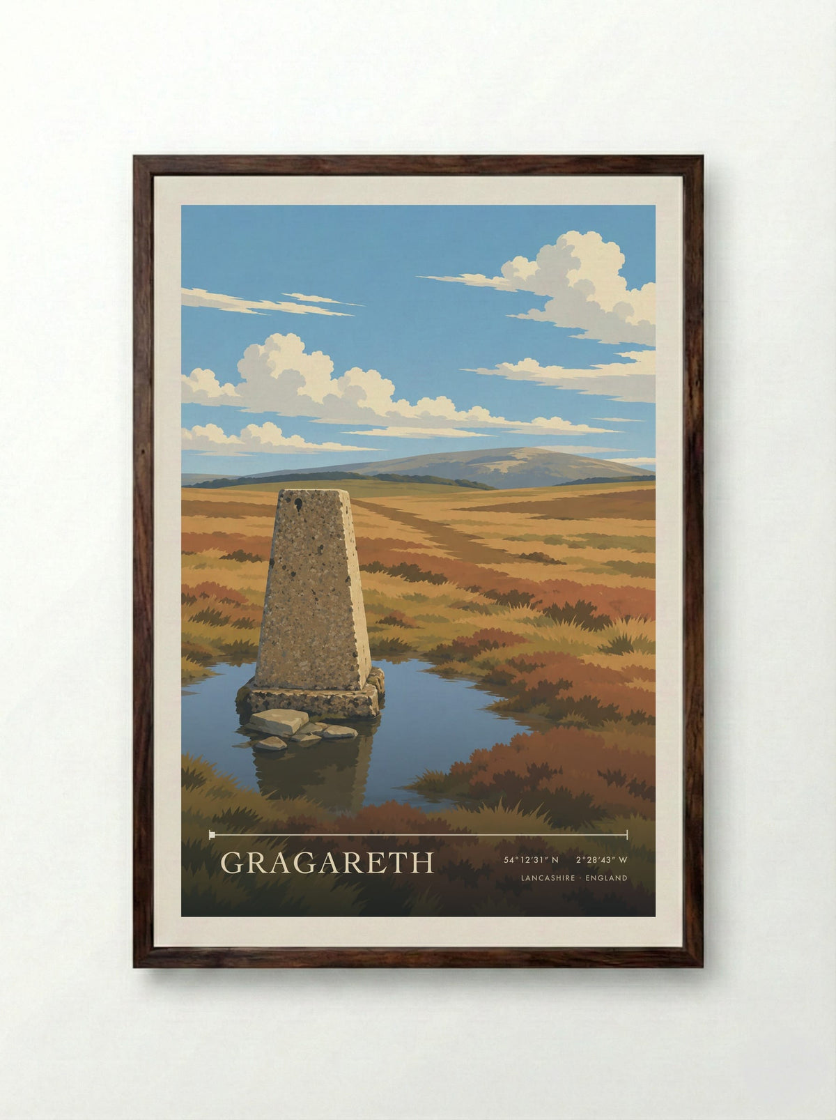 Gragareth, Lancashire | Travel Poster - Framed Print Dark Wood