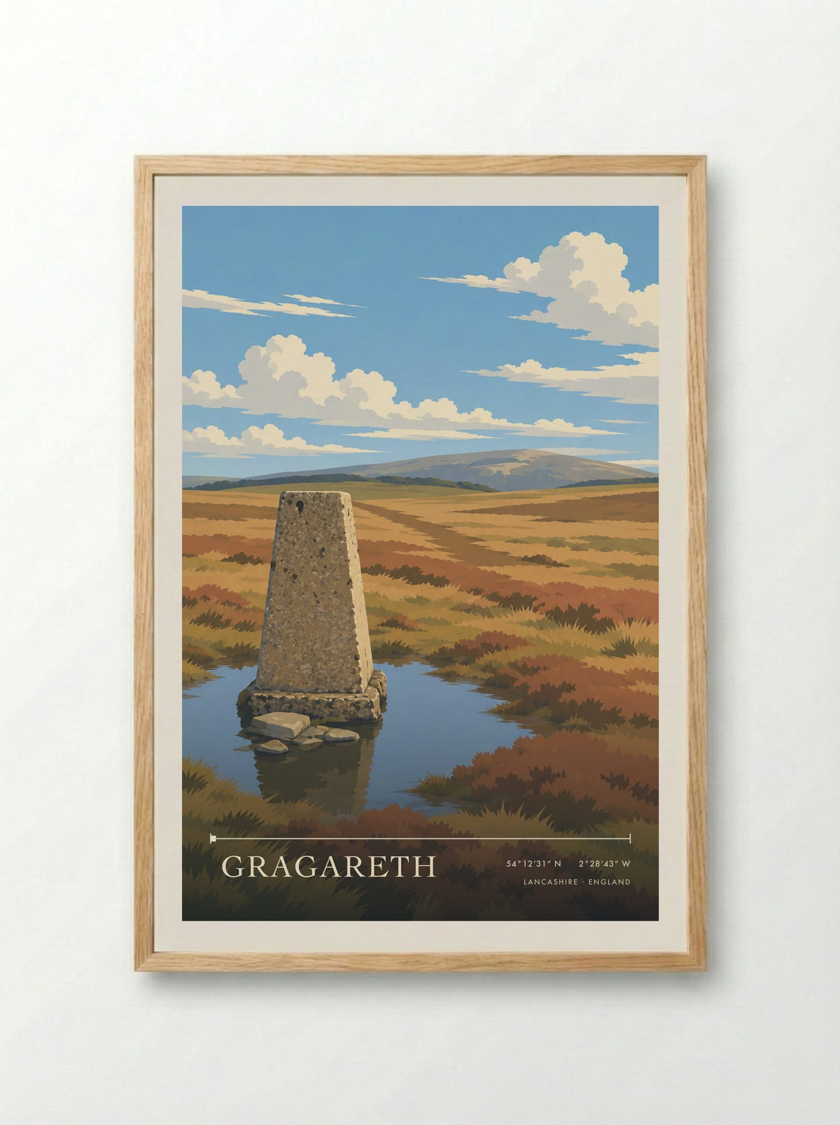 Gragareth, Lancashire | Travel Poster - Framed Print Wood