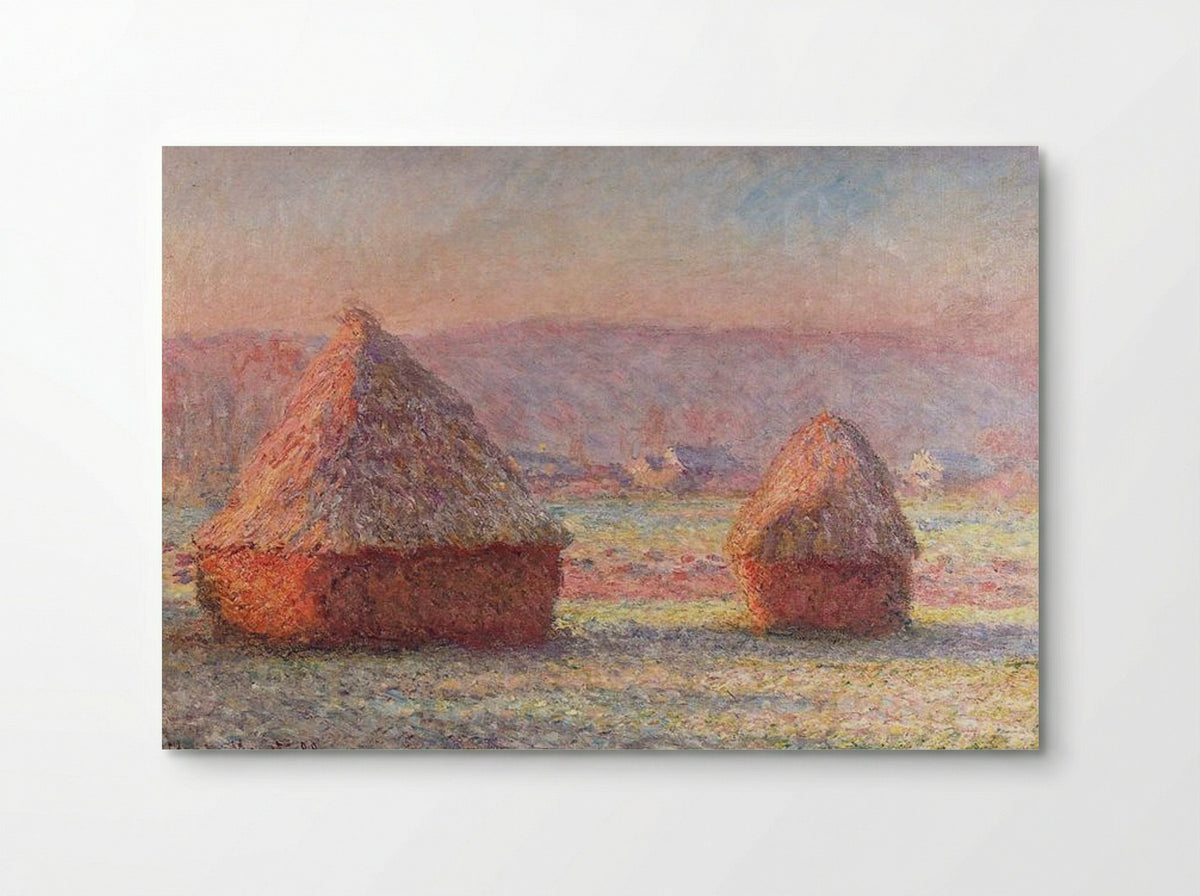 Grainstacks, White Frost Effect - Claude Monet - Poster