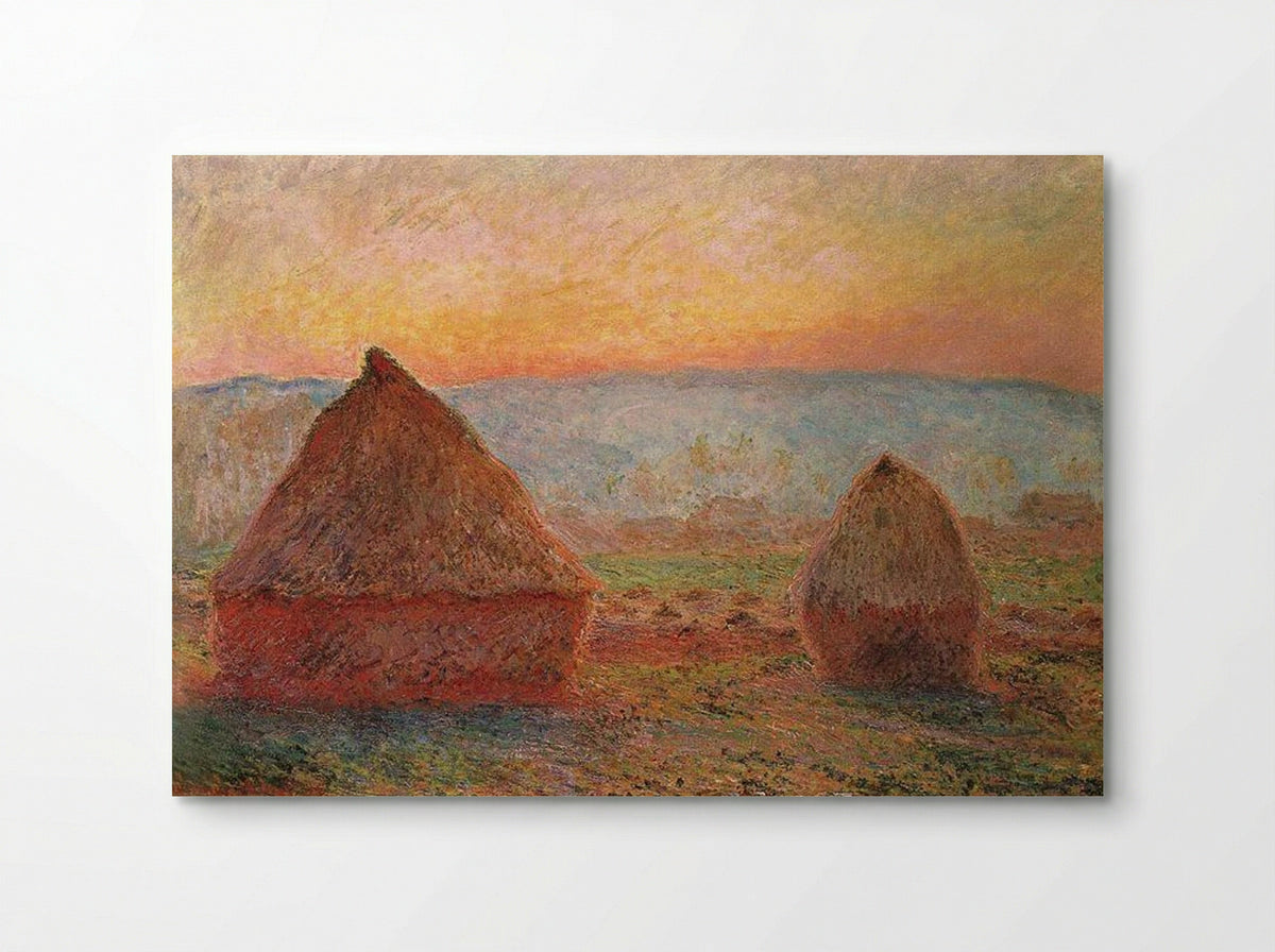 Grainstacks at Giverny, Sunset - Claude Monet - Poster