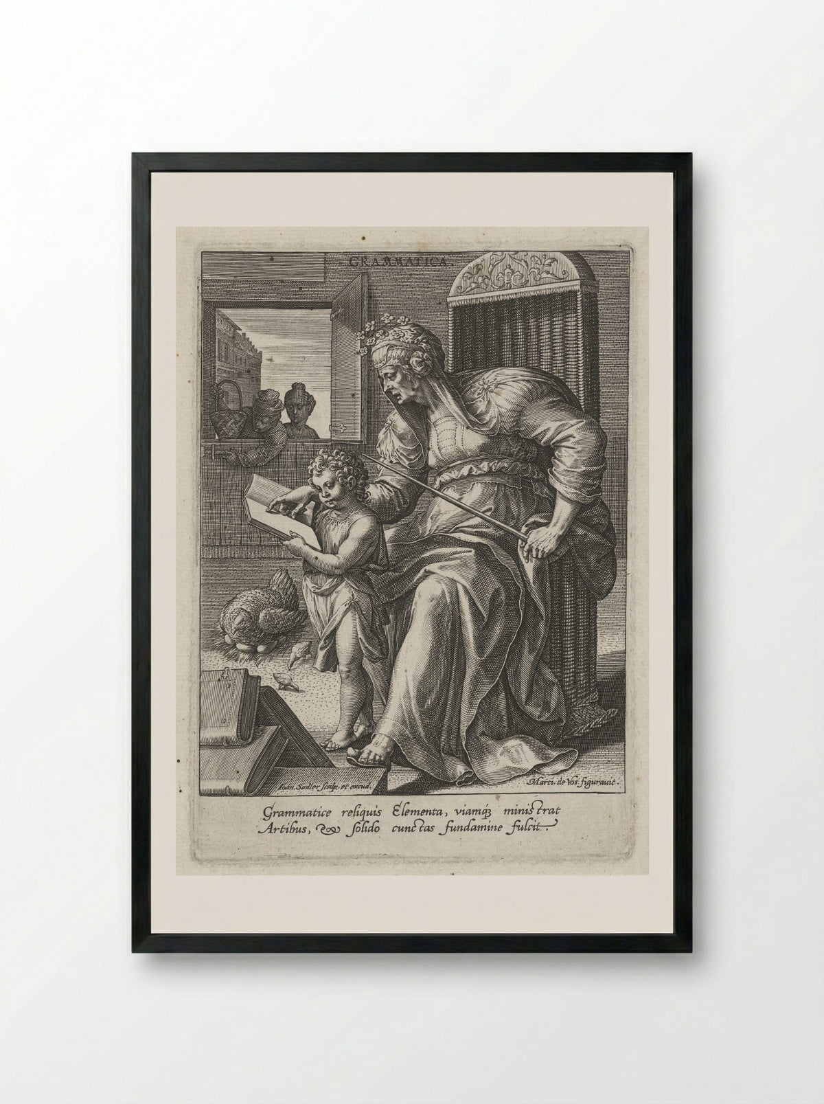 Grammatica - Cornelis Cort - Framed Print Black