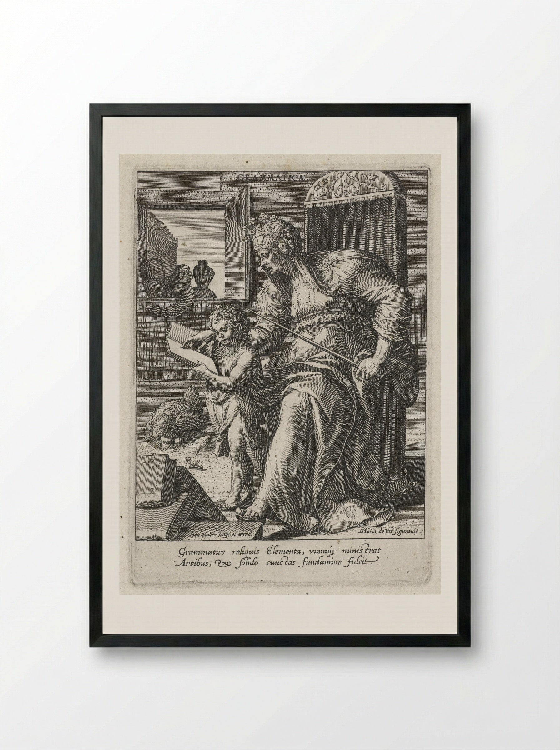 Grammatica - Cornelis Cort - Framed Print Black
