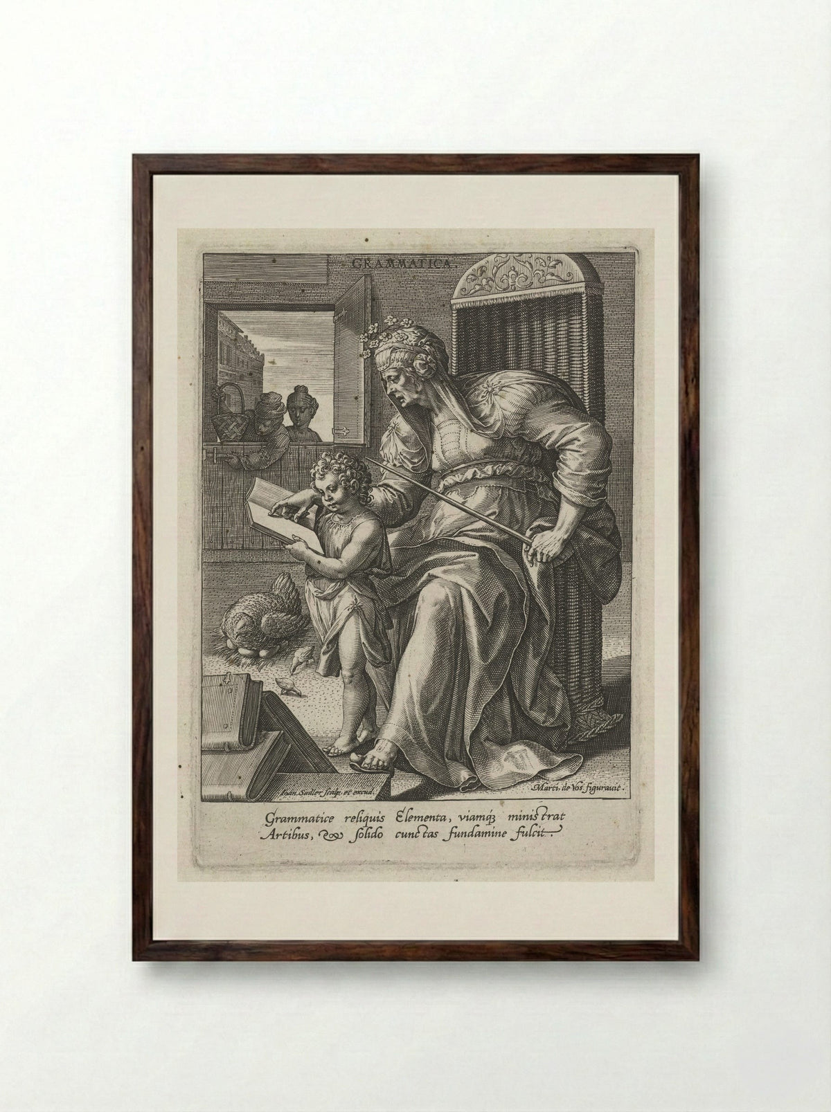 Grammatica - Cornelis Cort - Framed Print Dark Wood