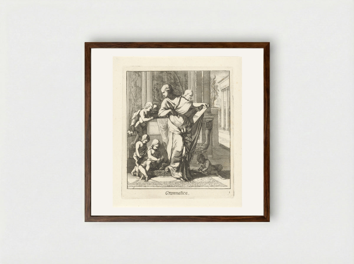 Grammatica - Caspar Luyken - Framed Print Dark Wood