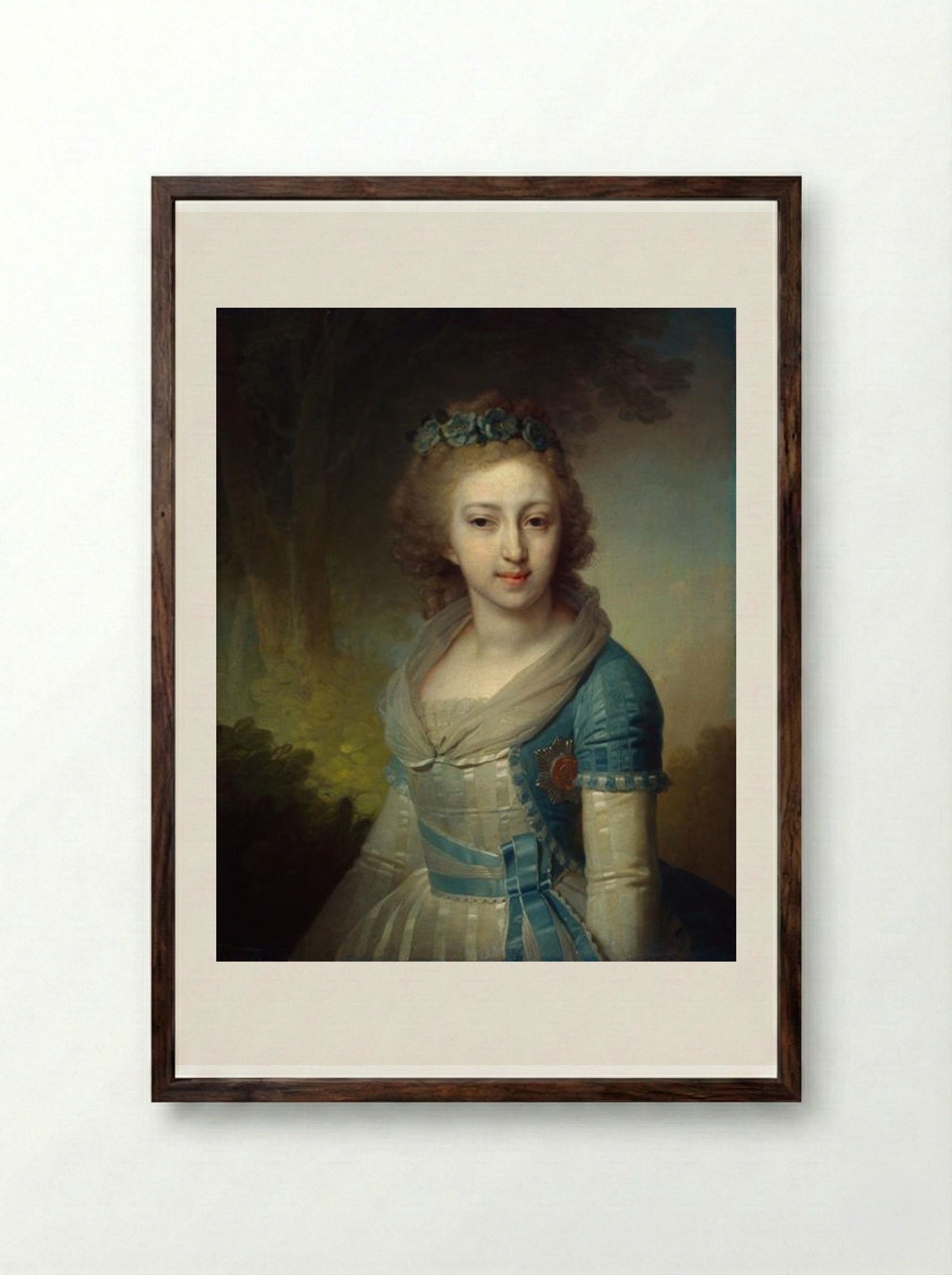 Grand Duchess Elena Pavlovna of Russia - Vladimir Borovikovsky - Framed Print Dark Wood