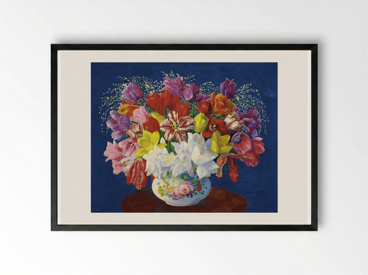 Grand bouquet of tulips - Moïse Kisling - Framed Print Black