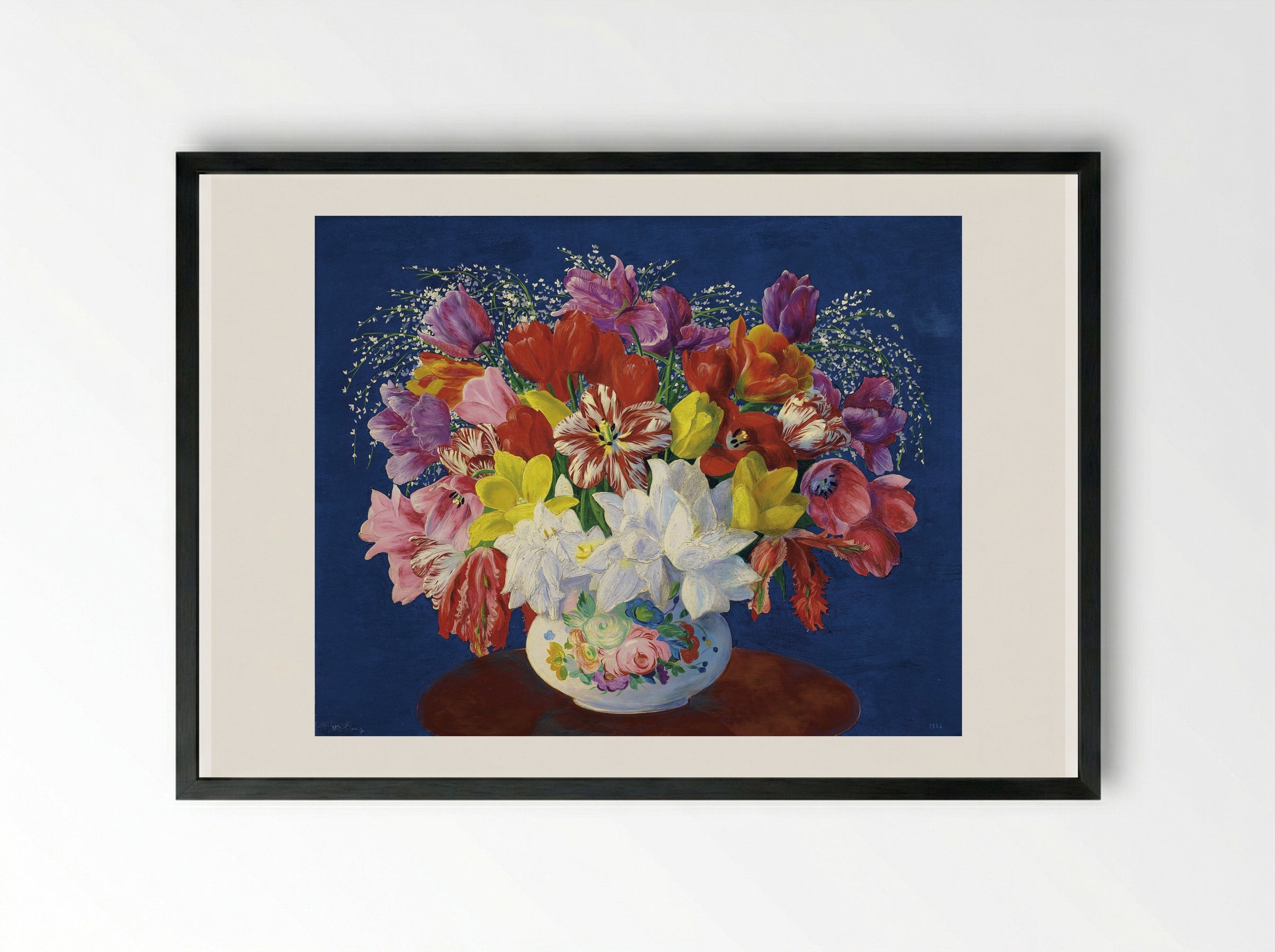 Grand bouquet of tulips - Moïse Kisling - Framed Print Black