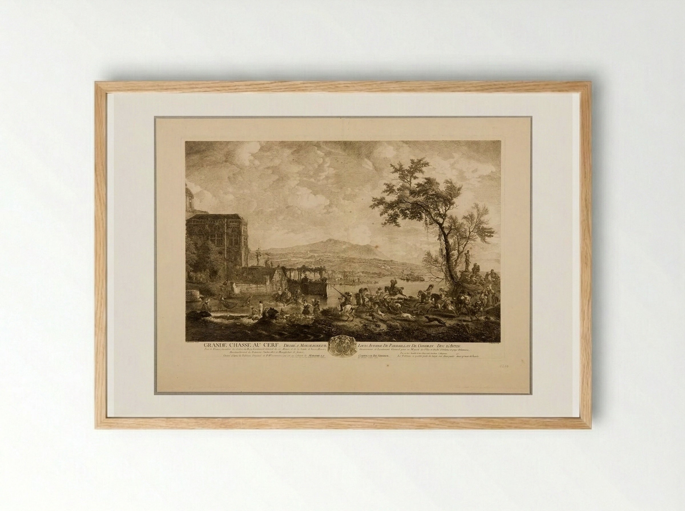 Grande Chasse au Cerf - Jean Moyreau - Framed Print Wood