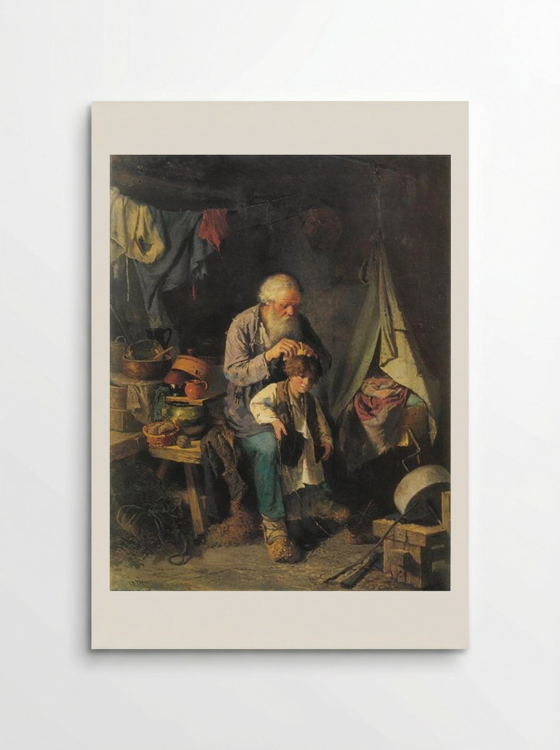 Grandfather and Grandson - Vasily Perov - Poster