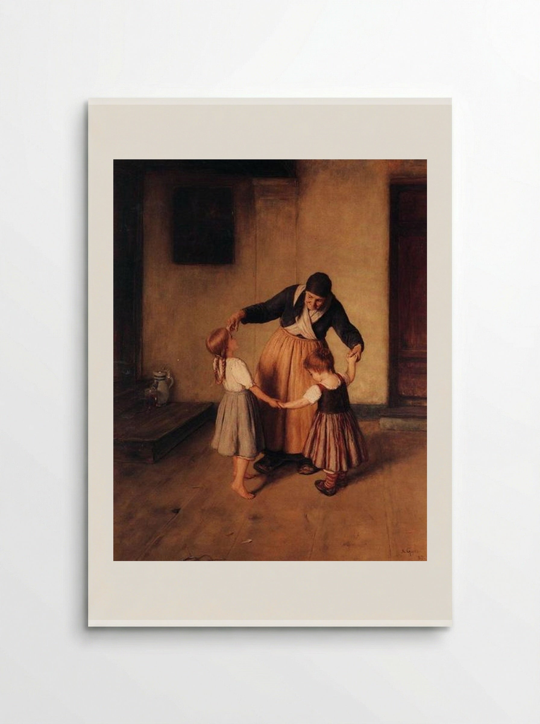 Grandma and Children - Nikolaos Gyzis - Poster