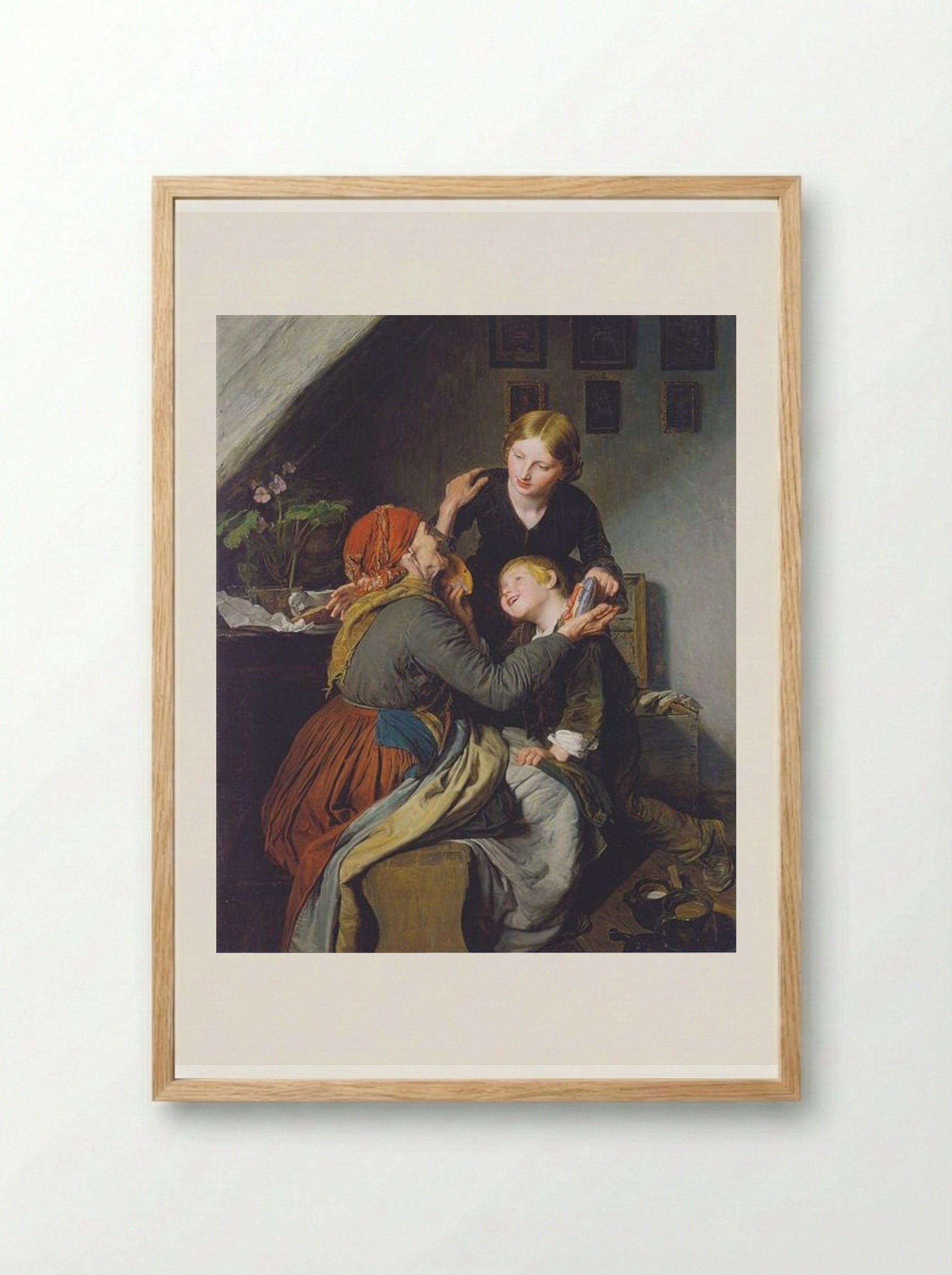 Grandma's Birthday - Ferdinand Georg Waldmüller - Framed Print Wood