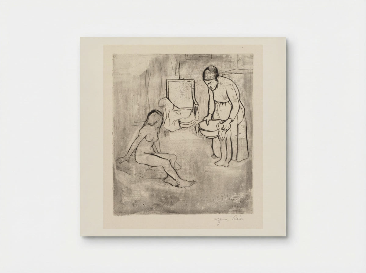 Grandmother with Louise, Nude Seated on the Floor - Suzanne Valadon - Poster