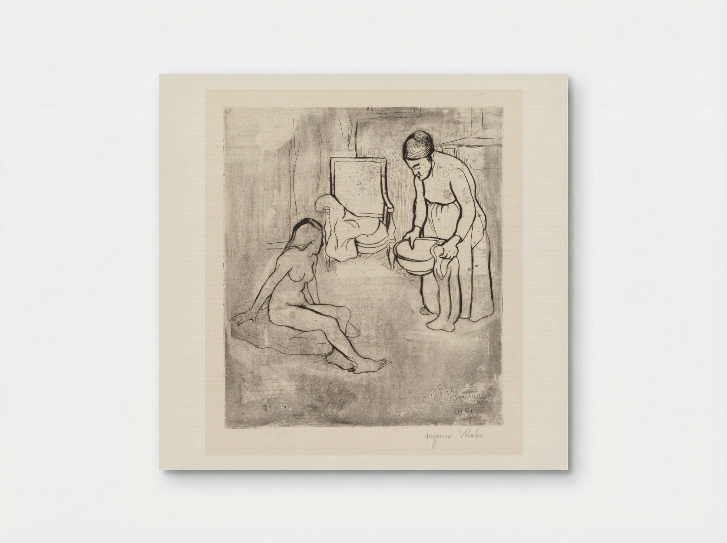 Grandmother with Louise, Nude Seated on the Floor - Suzanne Valadon - Poster