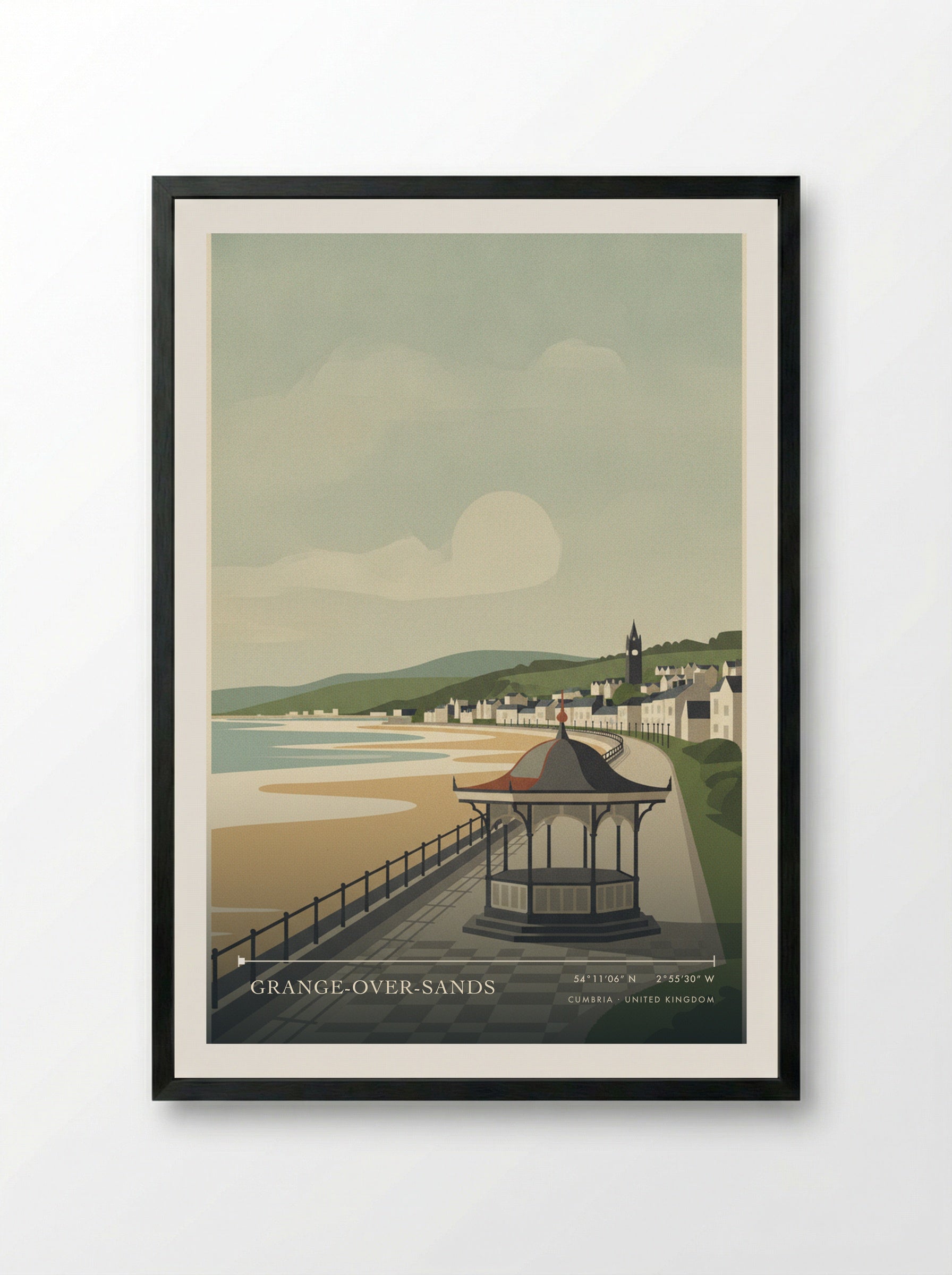 Grange-over-Sands Cumbria United Kingdom Travel Poster - Framed Print Black