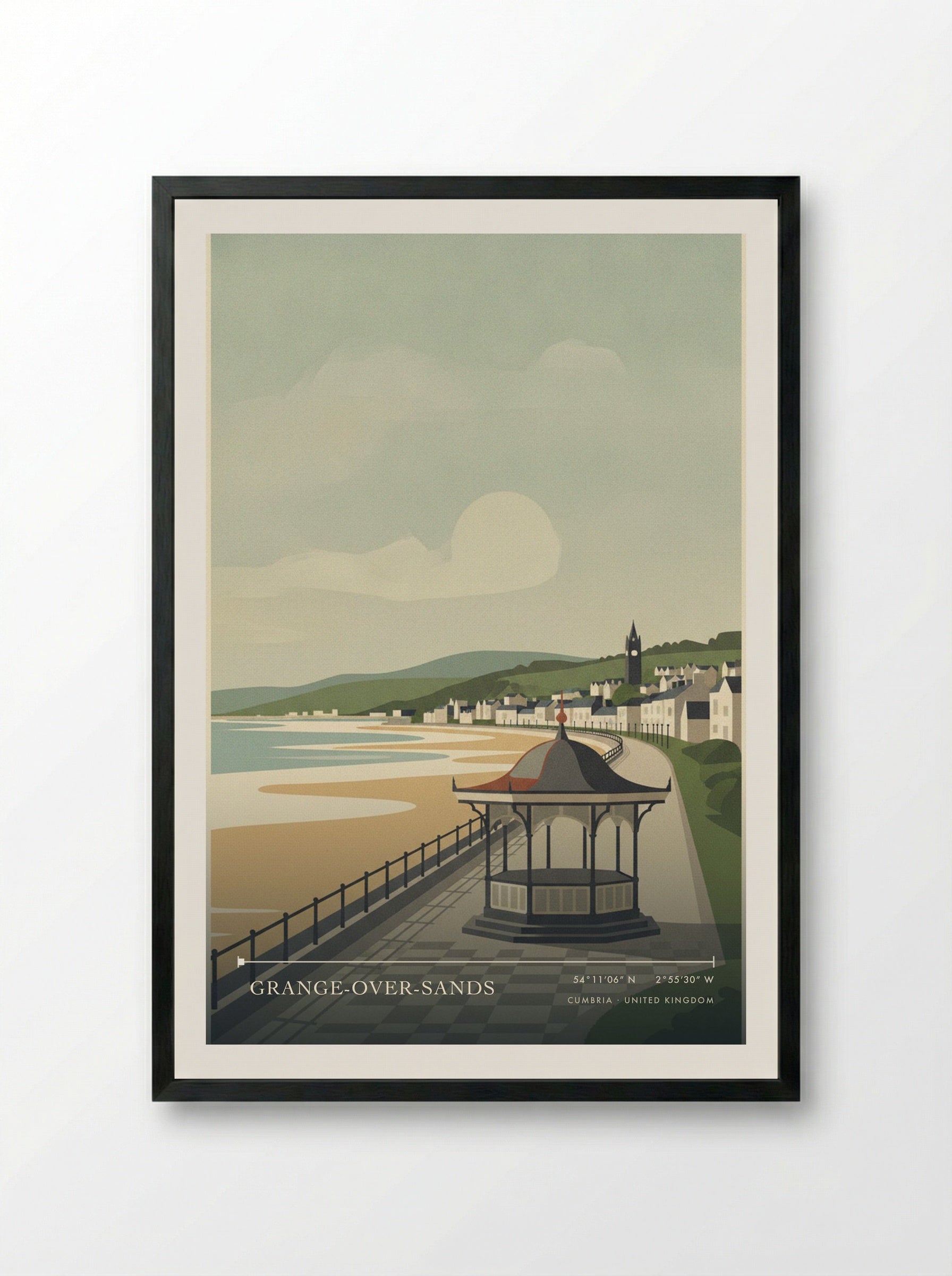 Grange-over-Sands Cumbria United Kingdom Travel Poster - Framed Print Black