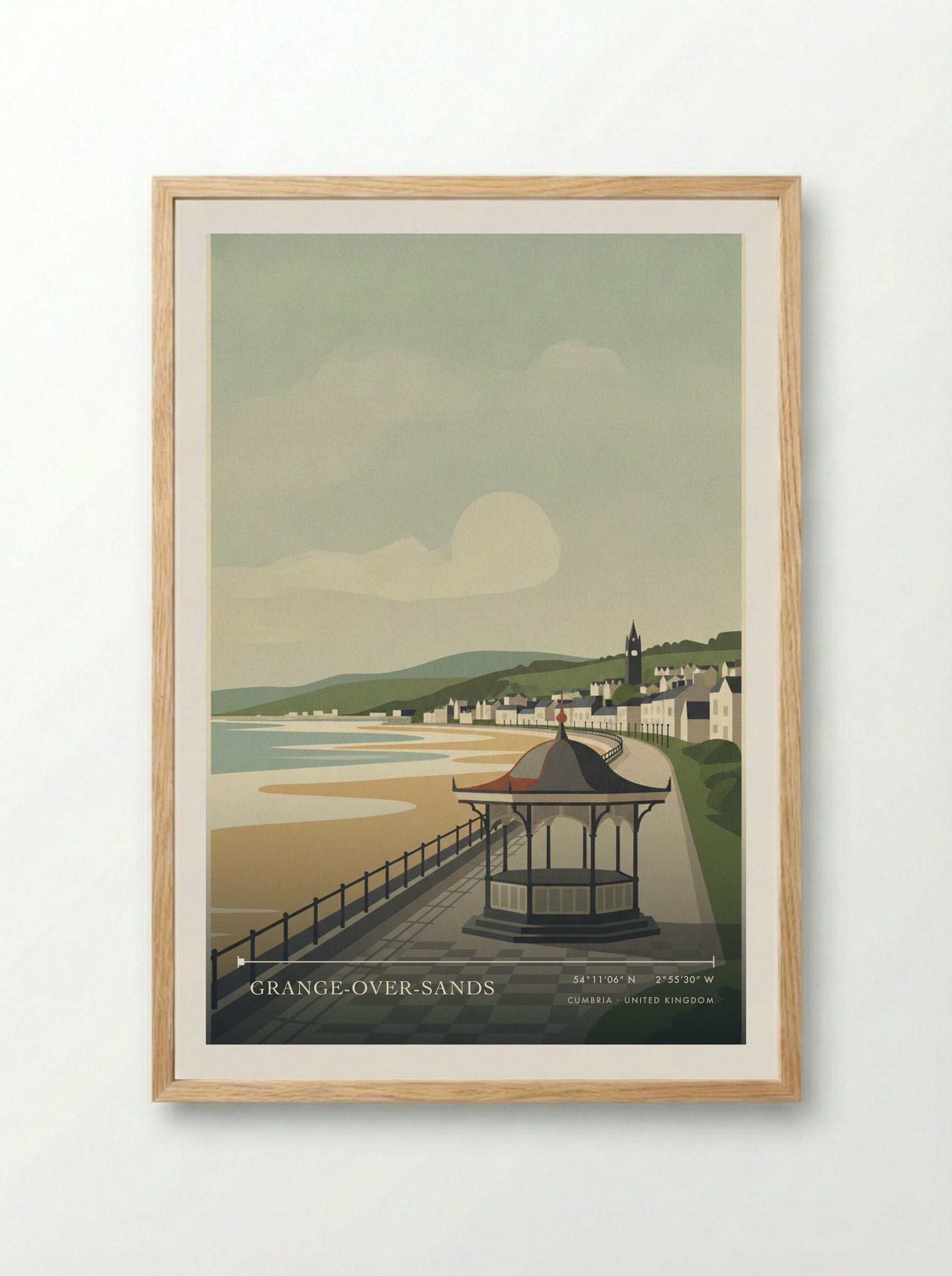 Grange-over-Sands Cumbria United Kingdom Travel Poster - Framed Print Wood