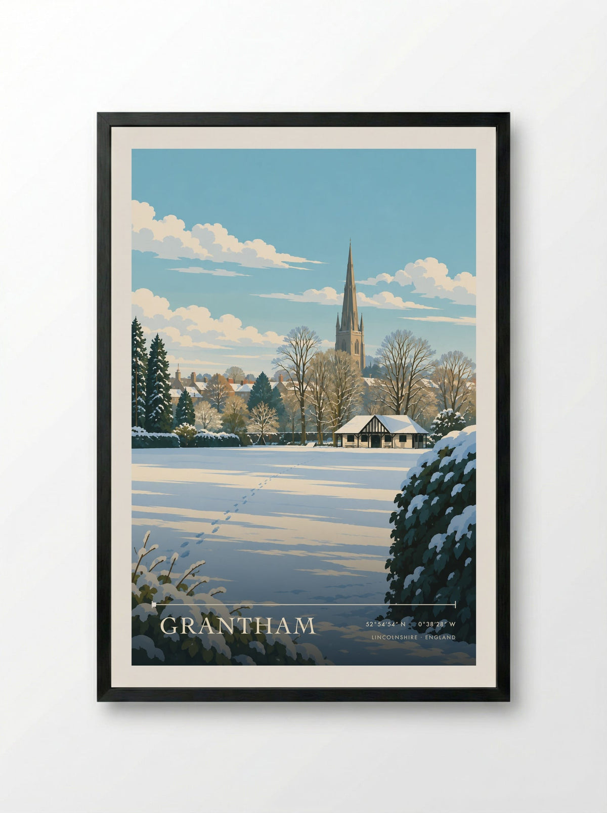 Grantham, Lincolnshire | Travel Poster - Framed Print Black