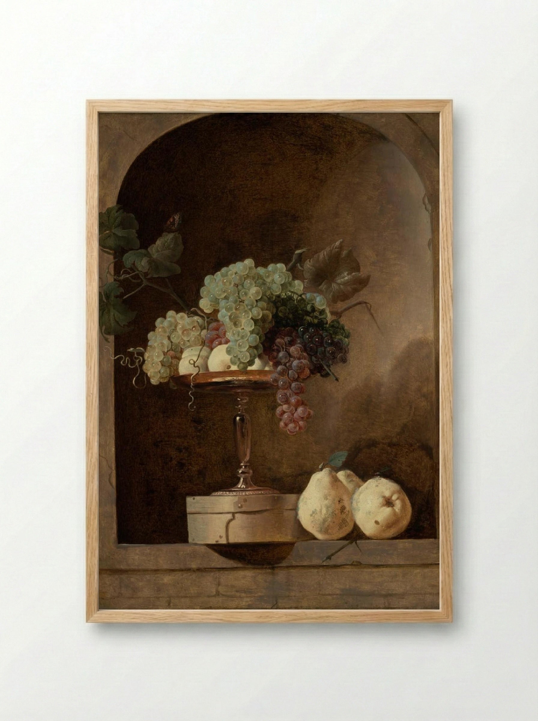 Grapes, Peaches and Quinces in a Niche - Frans Snyders - Framed Print Wood