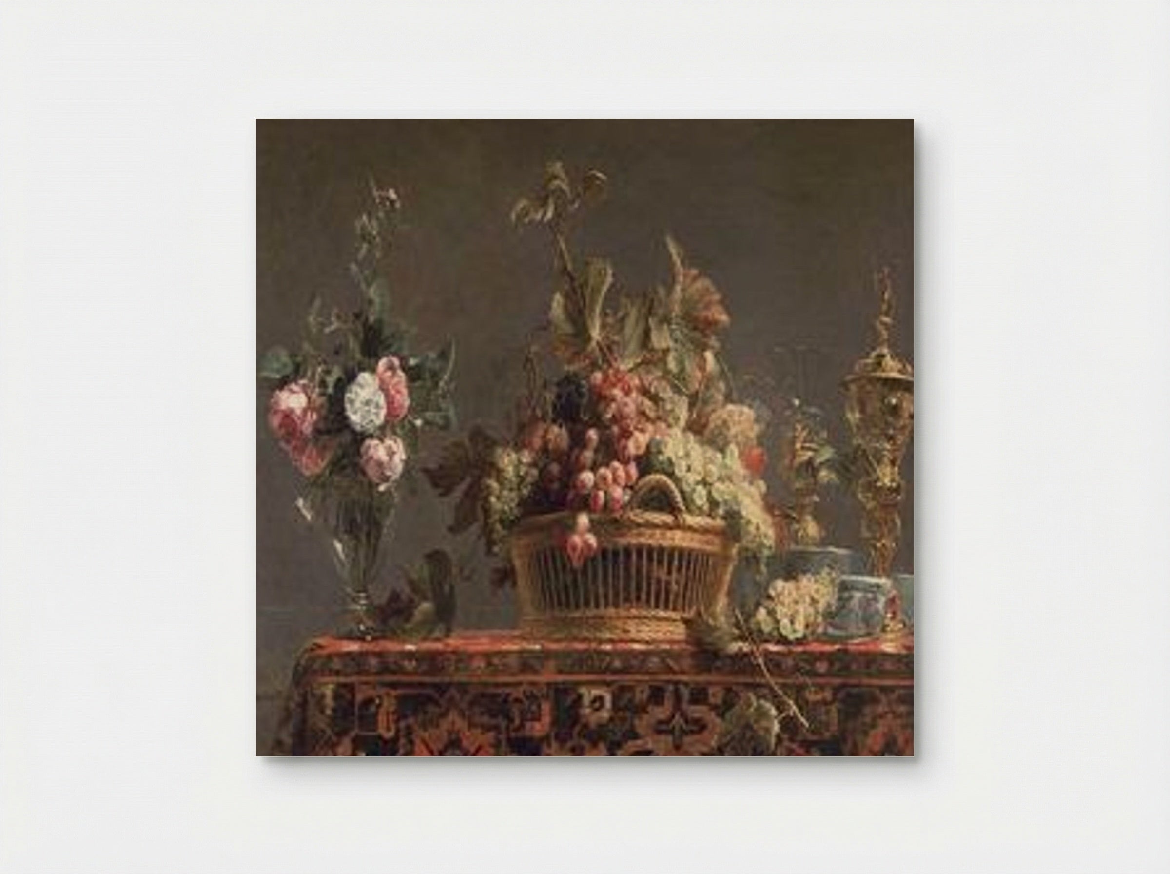 Grapes in a basket and roses in a vase - Frans Snyders - Poster