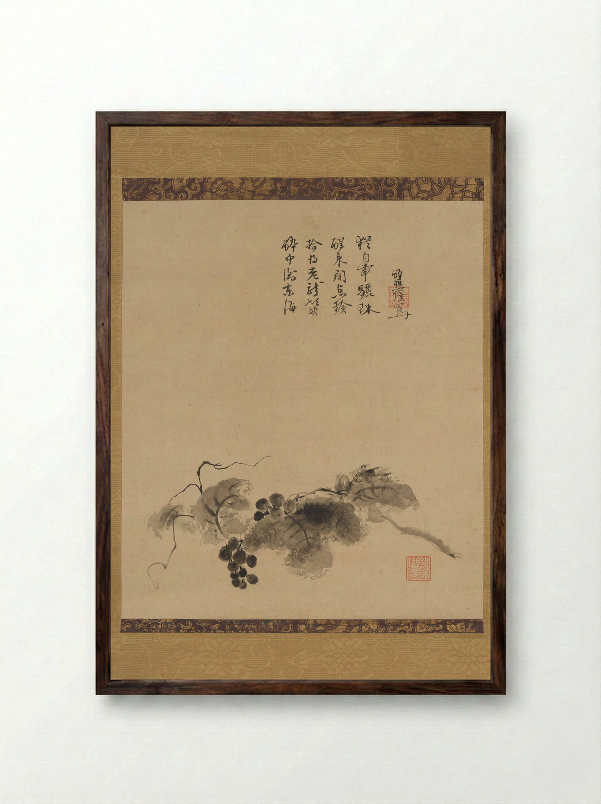 Grapes - Motsurin Jōtō - Framed Print Dark Wood