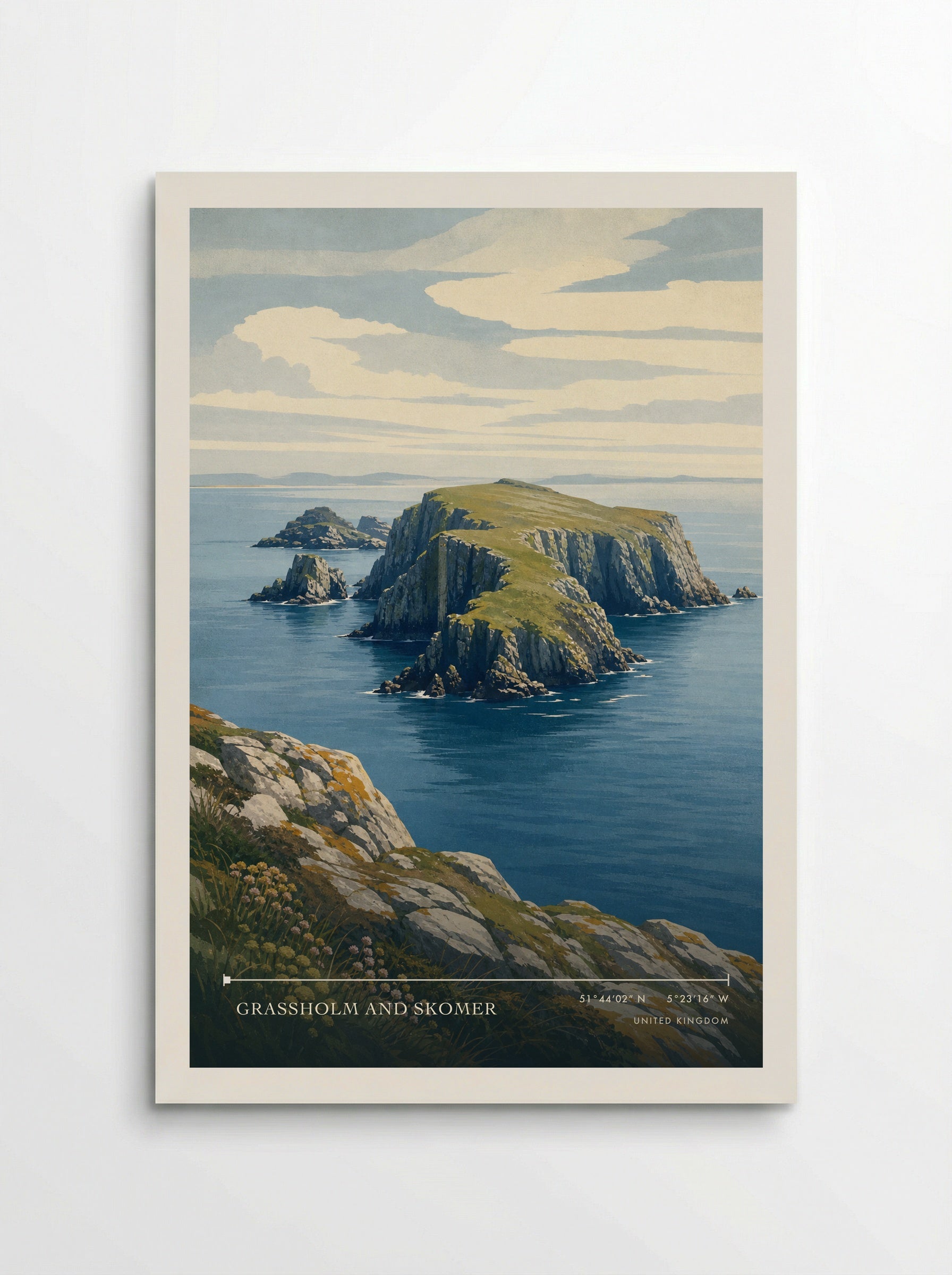 Grassholm and Skomer United Kingdom Travel Poster - Poster