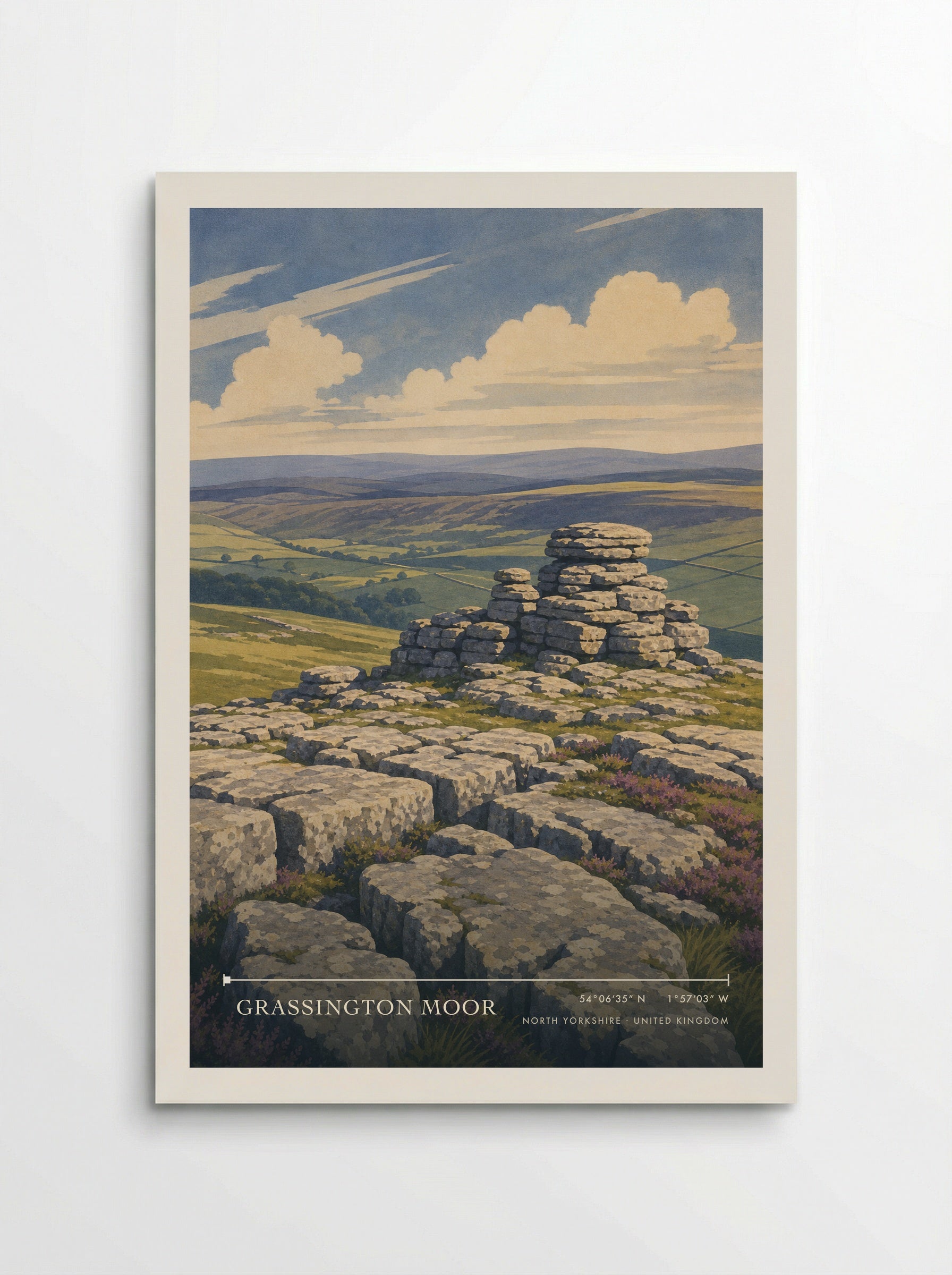 Grassington Moor North Yorkshire United Kingdom Travel Poster - Poster