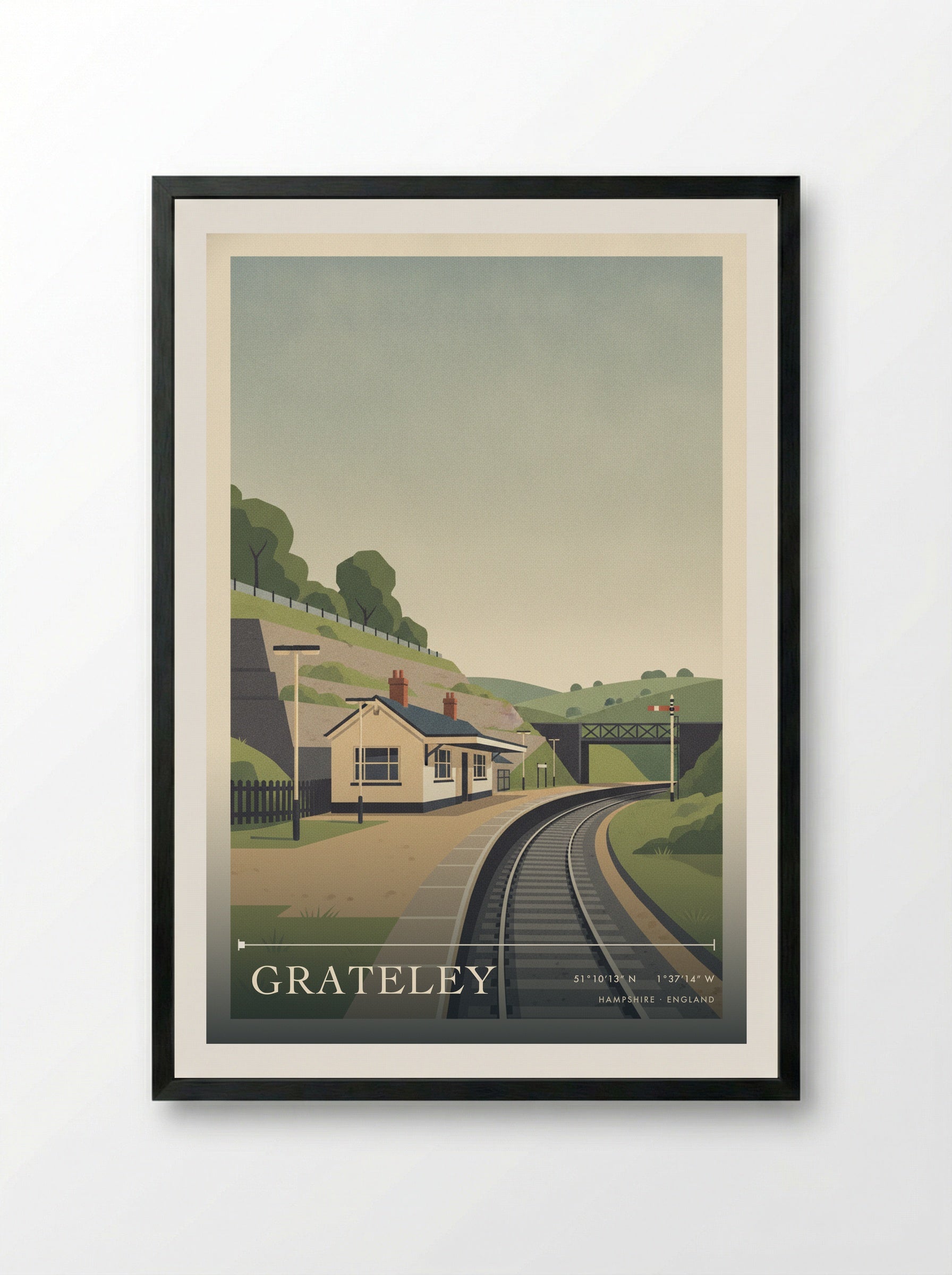 Grateley Hampshire England Travel Poster - Framed Print Black