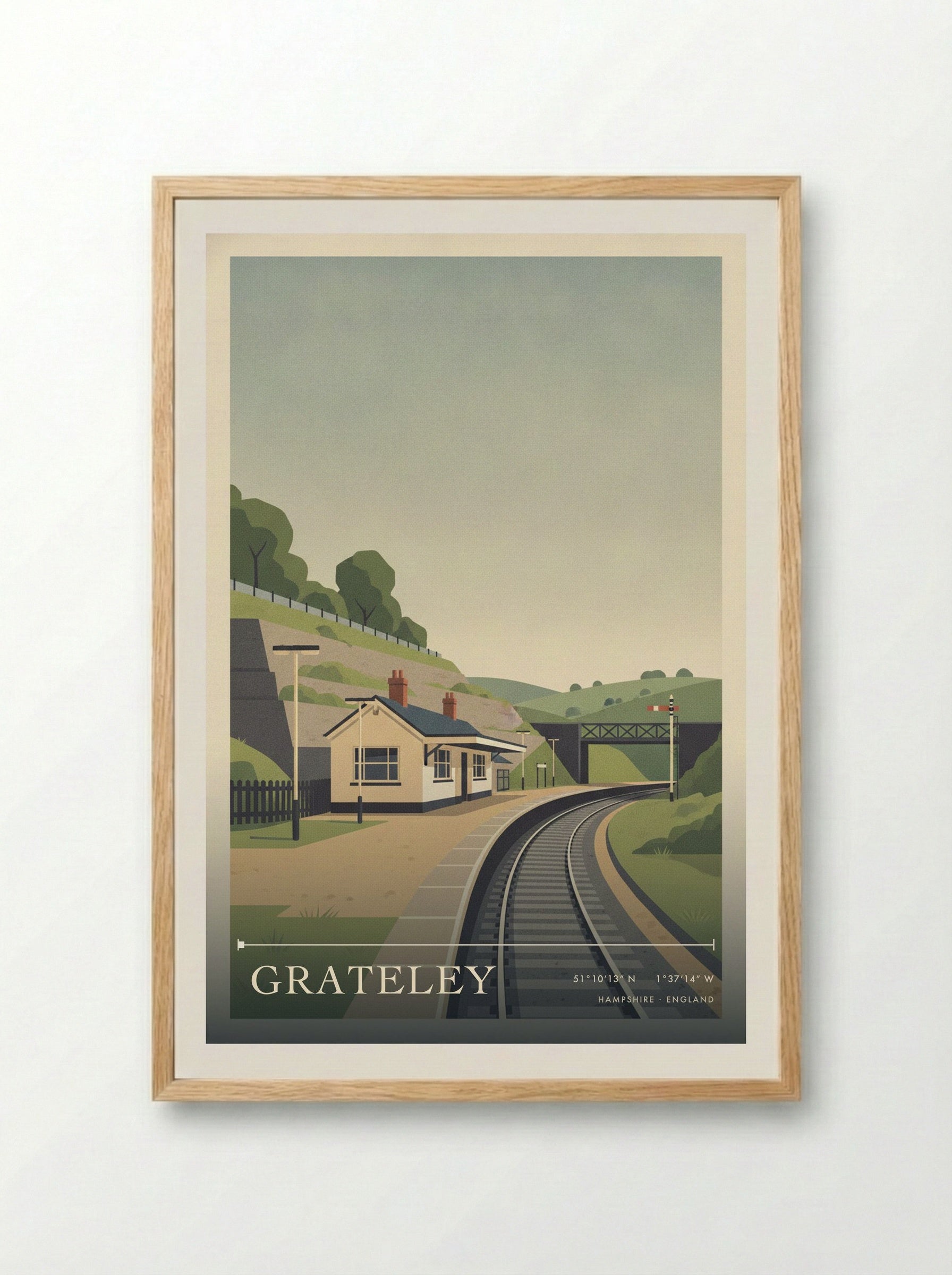 Grateley Hampshire England Travel Poster - Framed Print Wood