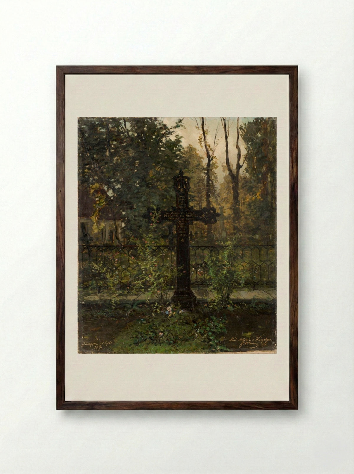 Grave of Baroness von Maydell - Julius Sergius von Klever - Framed Print Dark Wood